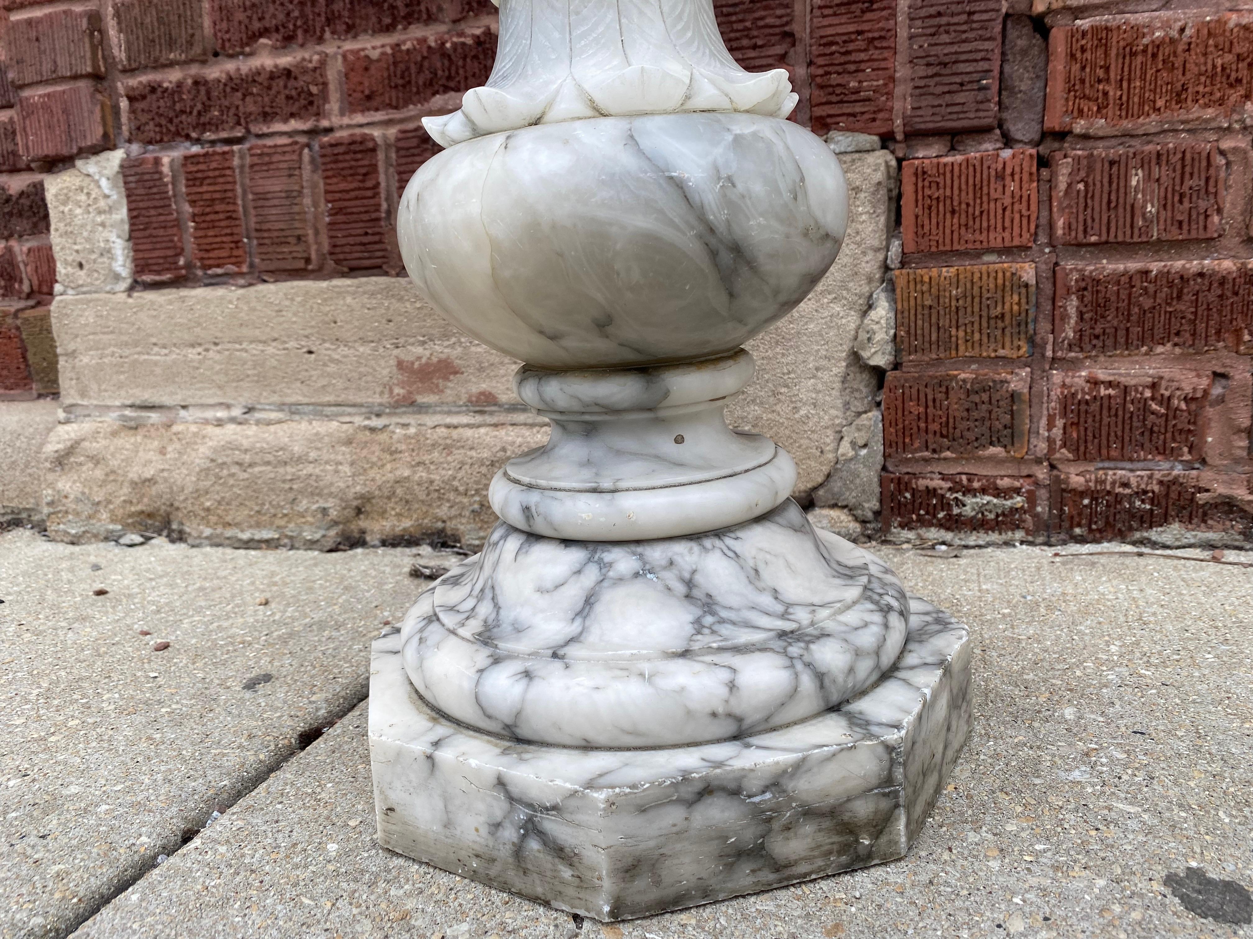 Unknown Vintage Marble Pedestal with Greek Key Carving For Sale