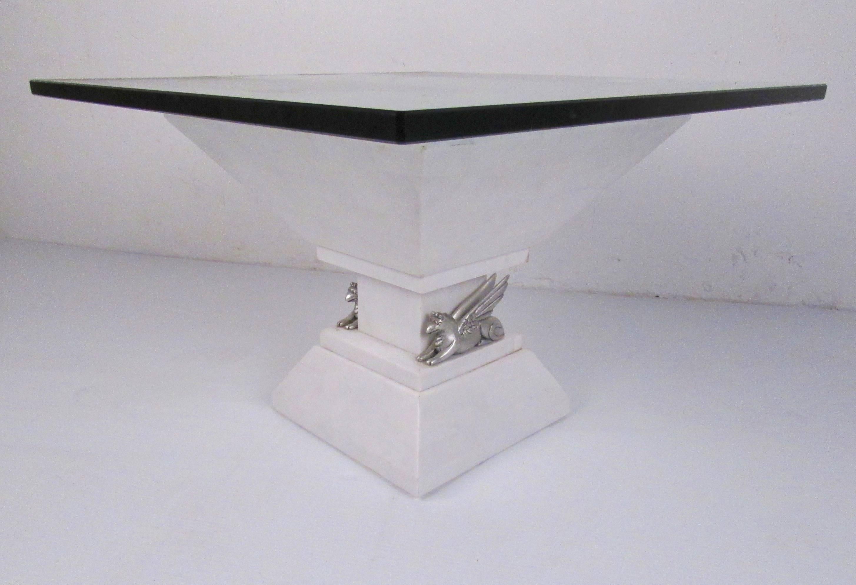 Vintage Marble Pedestal with Griffin Detail For Sale 1