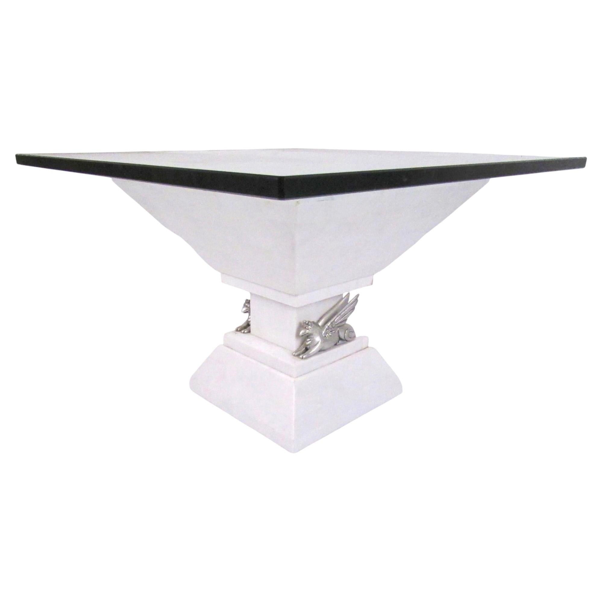 Vintage Marble Pedestal with Griffin Detail For Sale