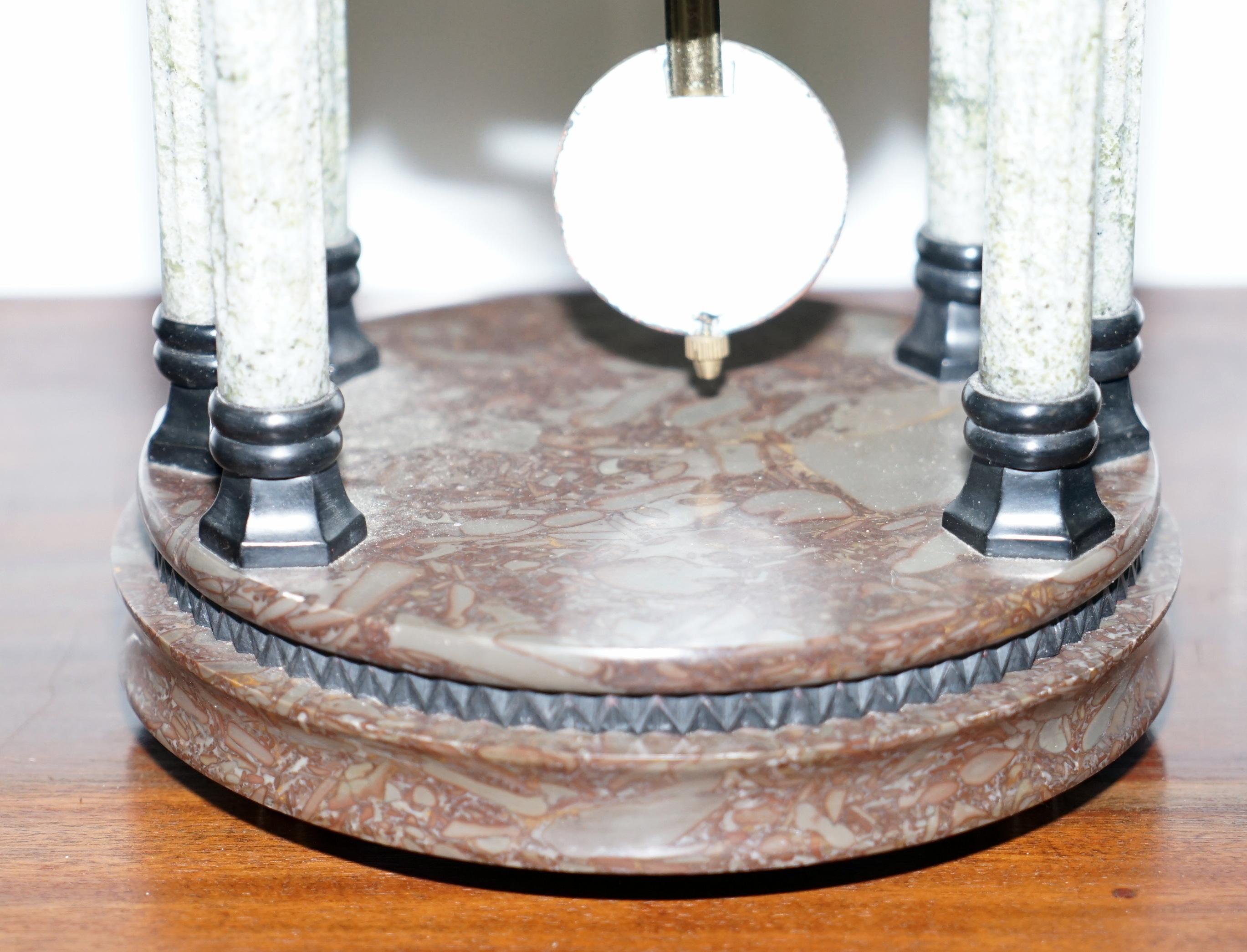 Vintage Marble Pillared Clock with Working Pendulum Movement Nautical Theme 2
