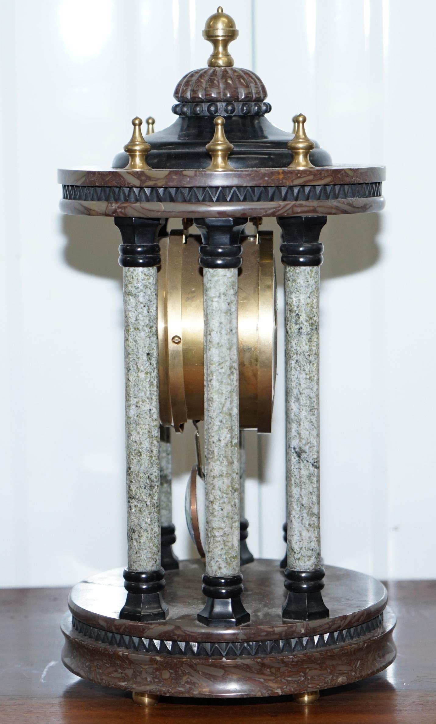 Vintage Marble Pillared Clock with Working Pendulum Movement Nautical Theme 4