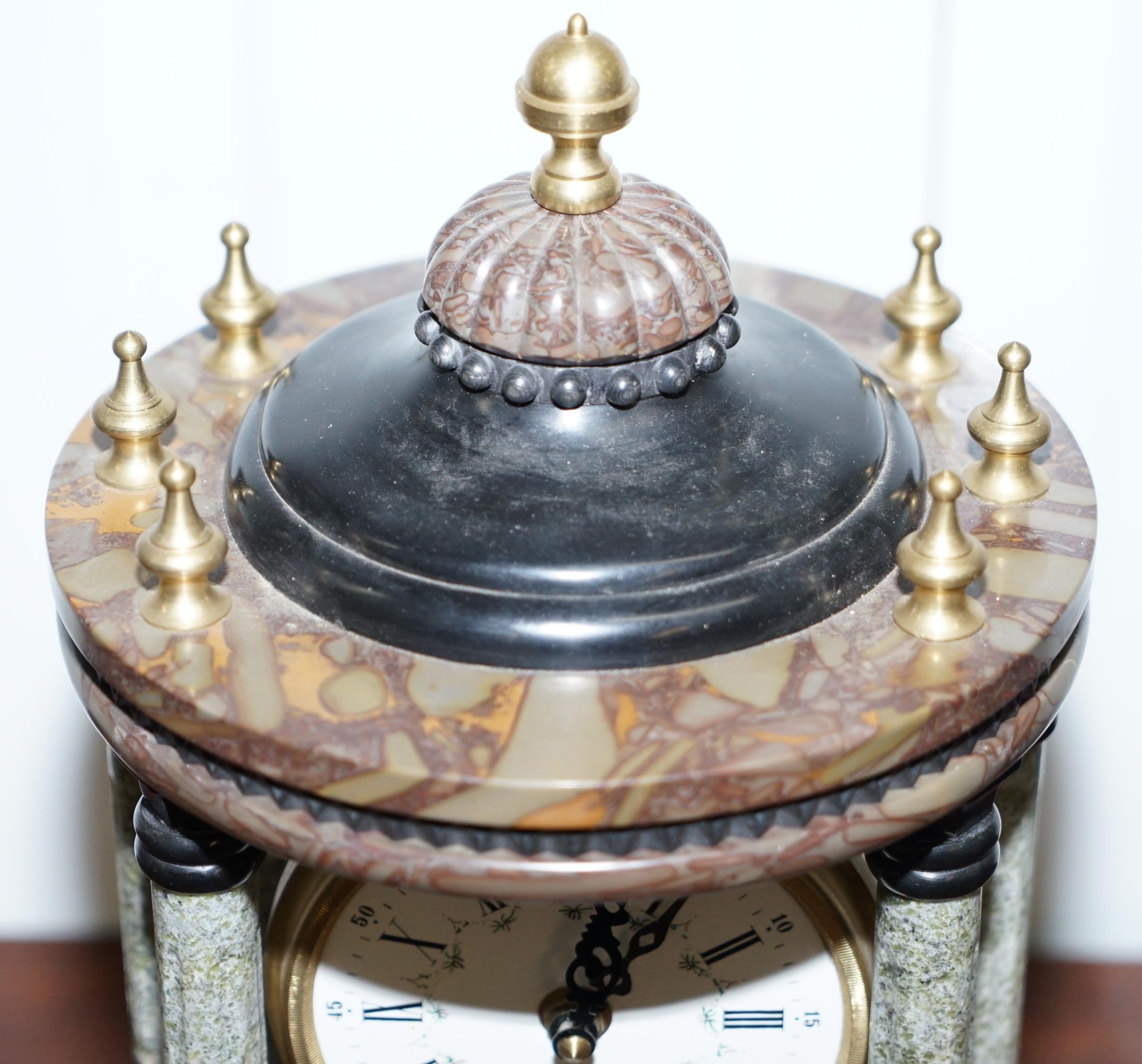 We are delighted to offer for sale this nice vintage marble pillared mantle clock with the nautical theme 

A very lovely ornate clock, the movement has been replaced with a modern digital piece and the pendulum works perfectly 

There's a lot