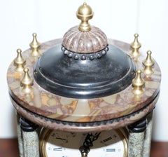 Vintage Marble Pillared Clock with Working Pendulum Movement Nautical Theme