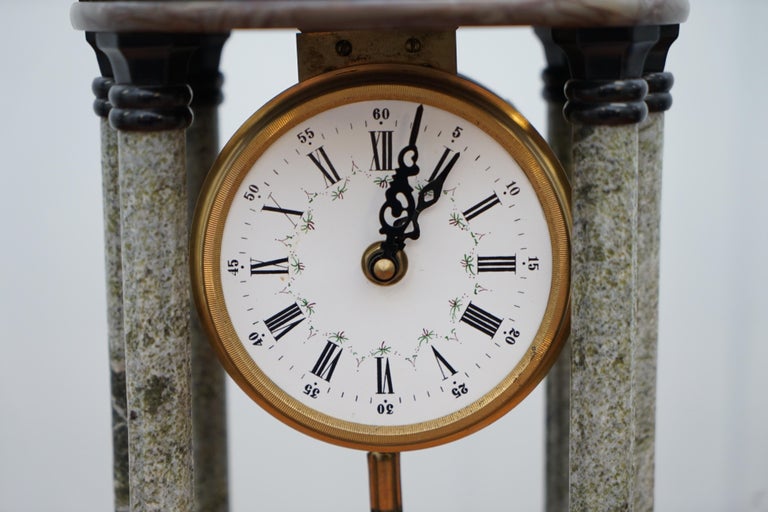 Vintage Marble Pillared Clock with Working Pendulum Movement Nautical Theme at 1stDibs marble