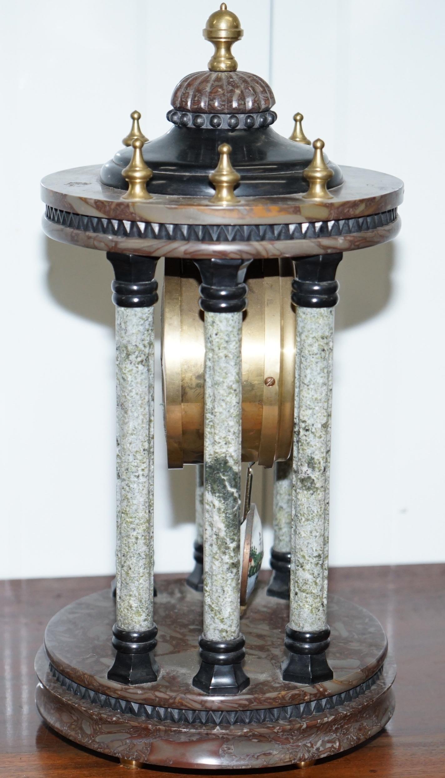 Hand-Crafted Vintage Marble Pillared Clock with Working Pendulum Movement Nautical Theme