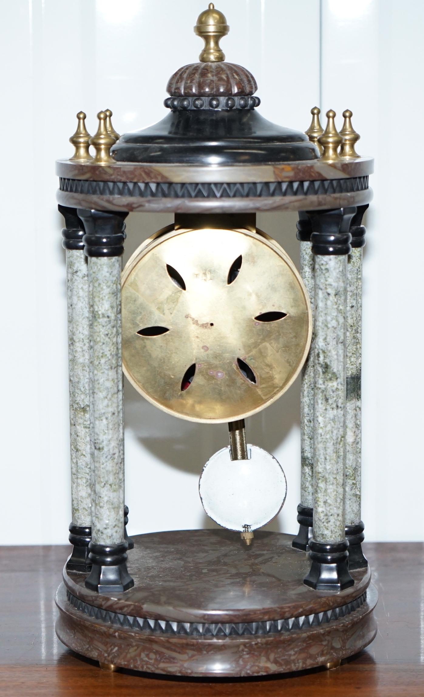 Vintage Marble Pillared Clock with Working Pendulum Movement Nautical Theme 1