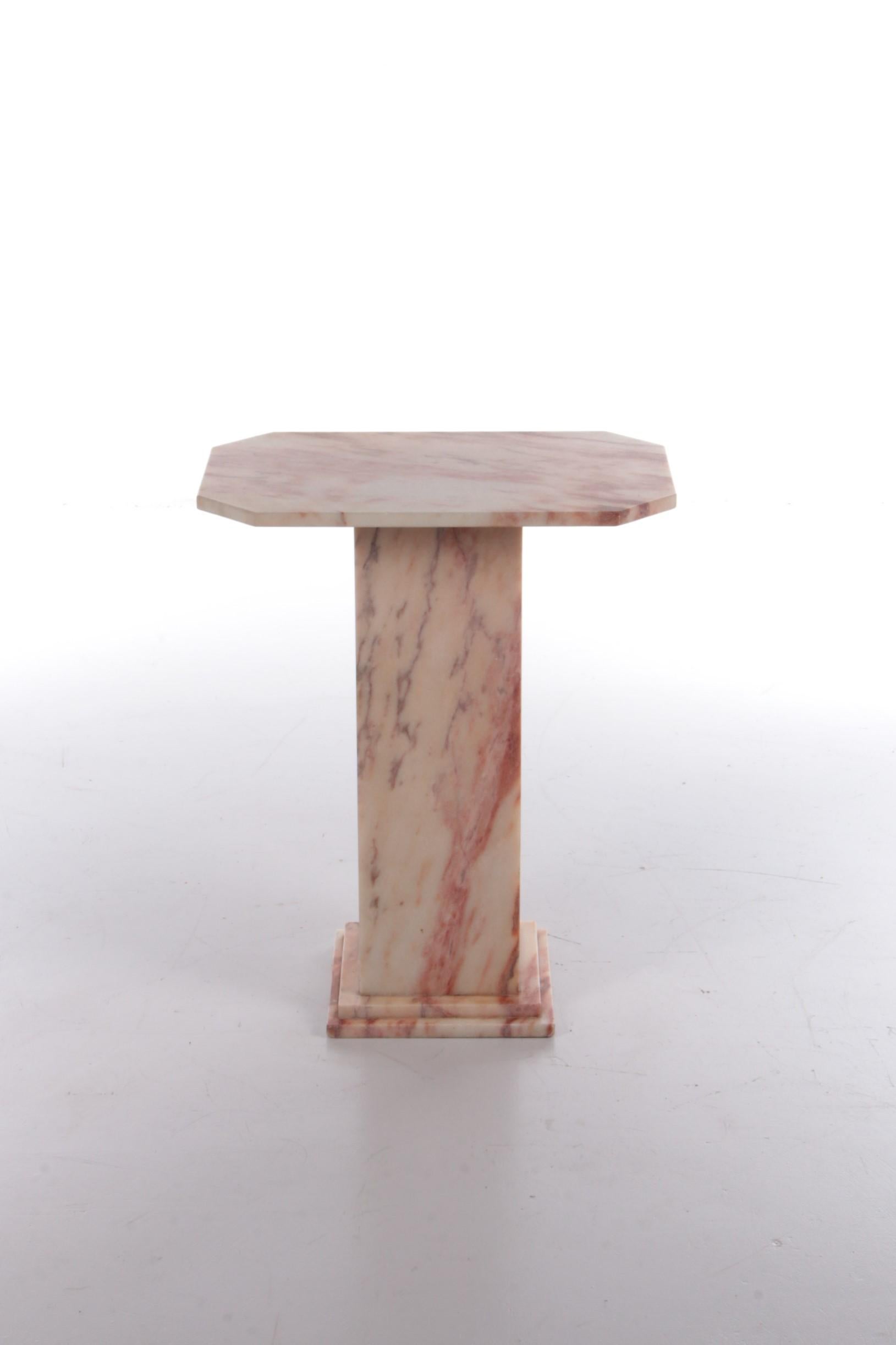 Mid-Century Modern Vintage Marble Plant Stand or Column Old Pink with Cream, 1960
