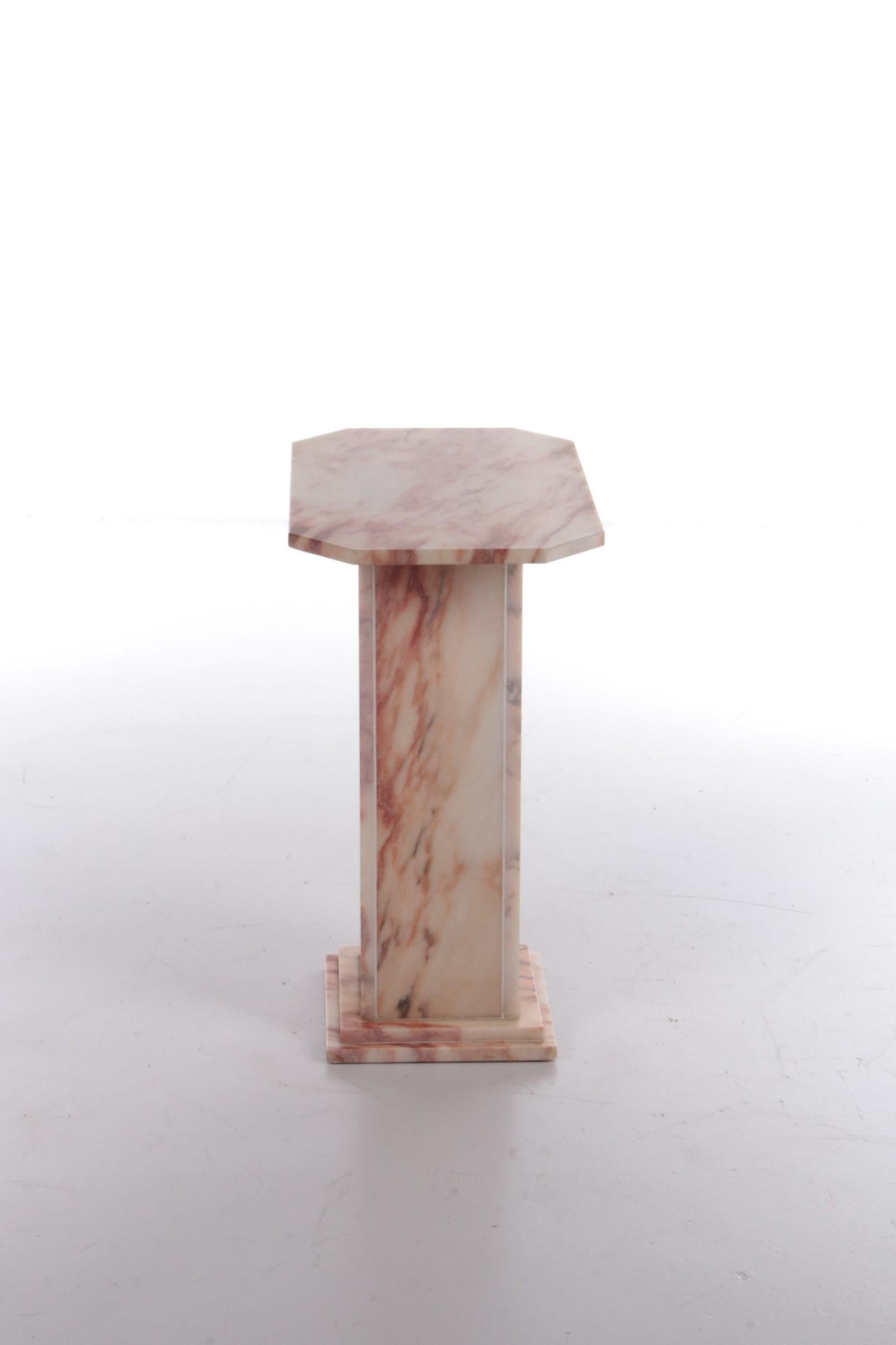 Italian Vintage Marble Plant Stand or Column Old Pink with Cream, 1960