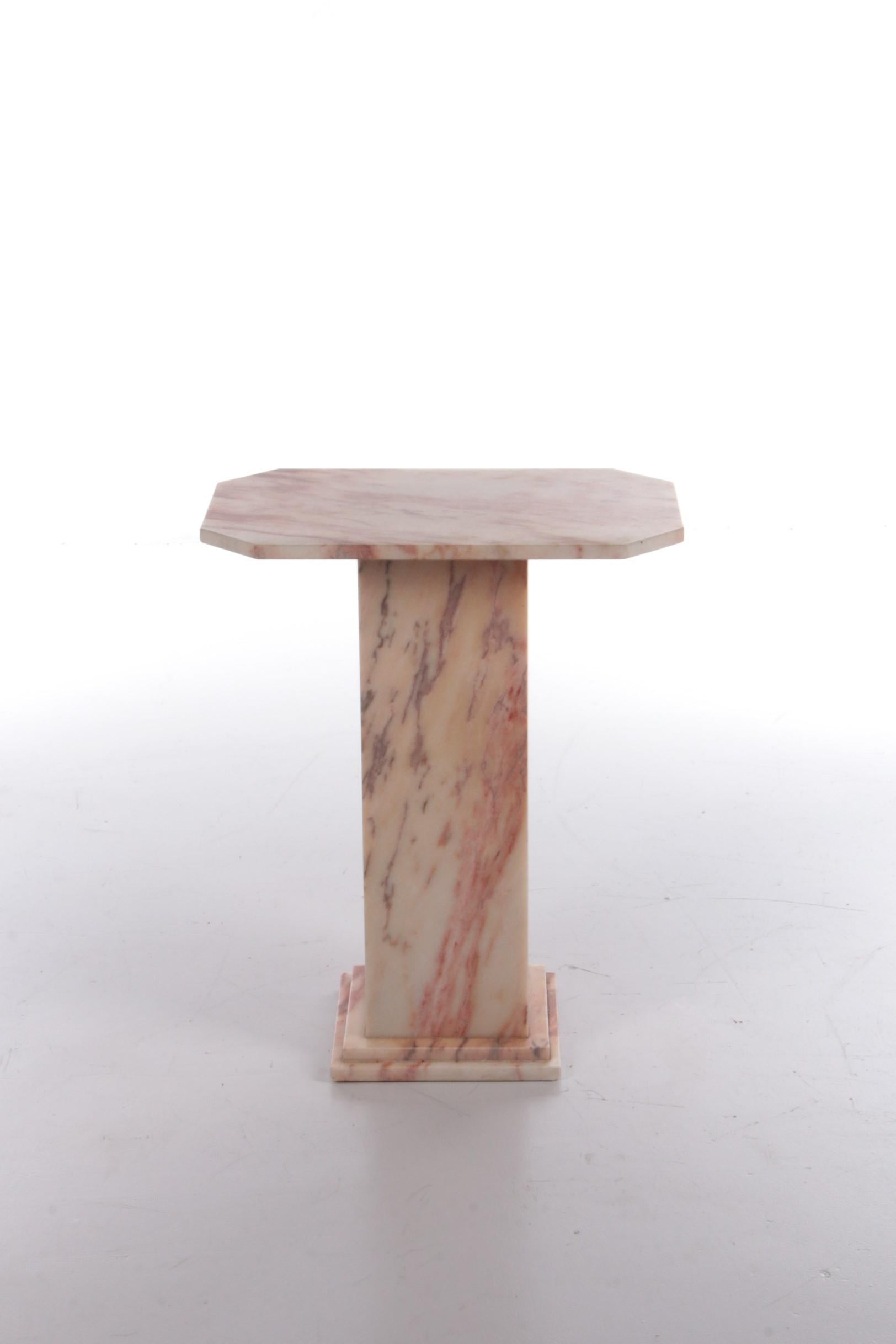 Vintage Marble Plant Stand or Column Old Pink with Cream, 1960 In Good Condition In Oostrum-Venray, NL