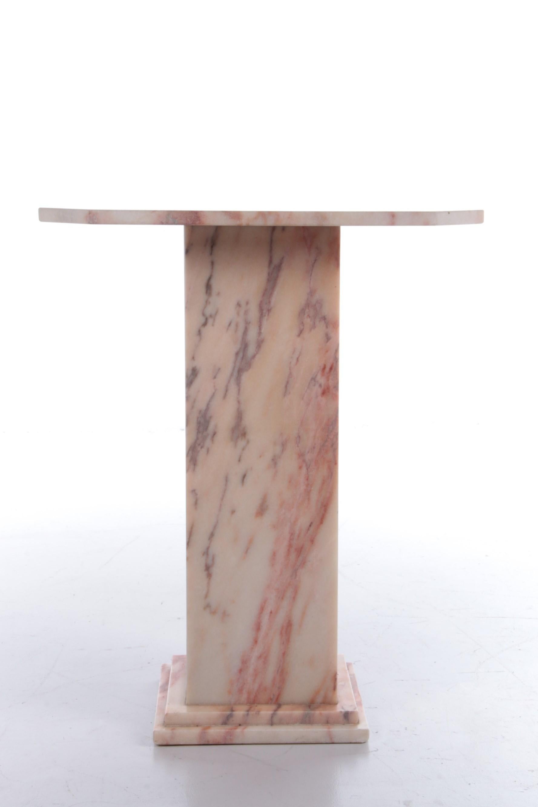 Vintage Marble Plant Stand or Column Old Pink with Cream, 1960 1