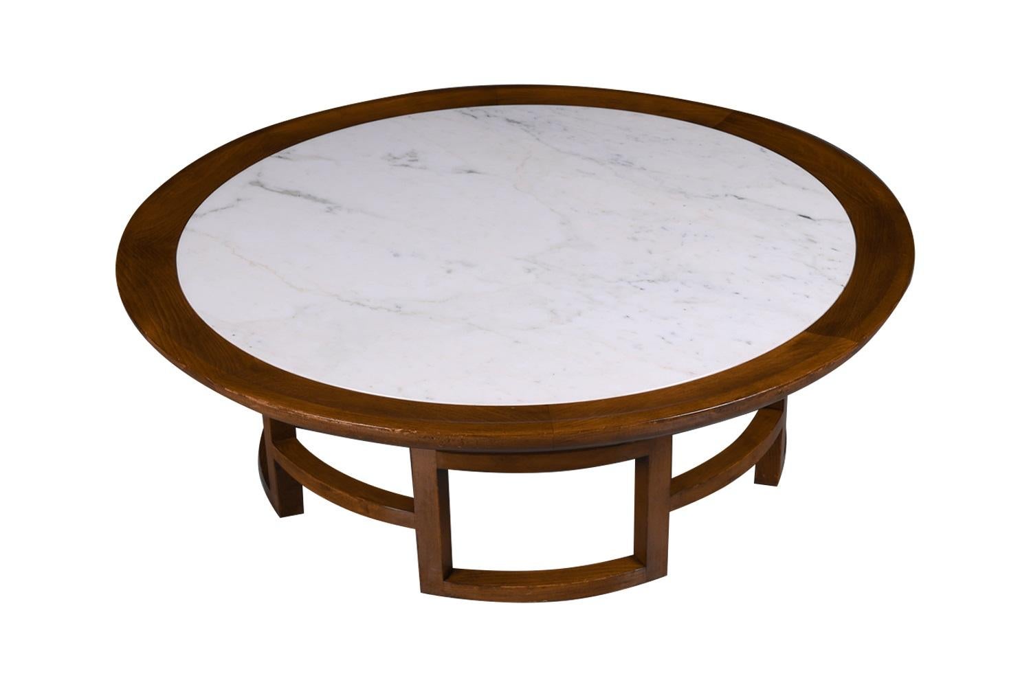Mid-20th Century Vintage Marble Round Coffee Table James Mont Style
