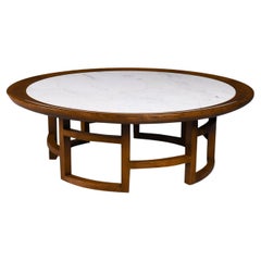 Vintage Marble Round Coffee Table James Mont Style