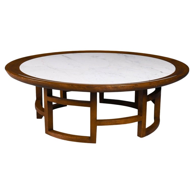 Table basse ronde vintage en marbre de style James Mont En vente sur 1stDibs