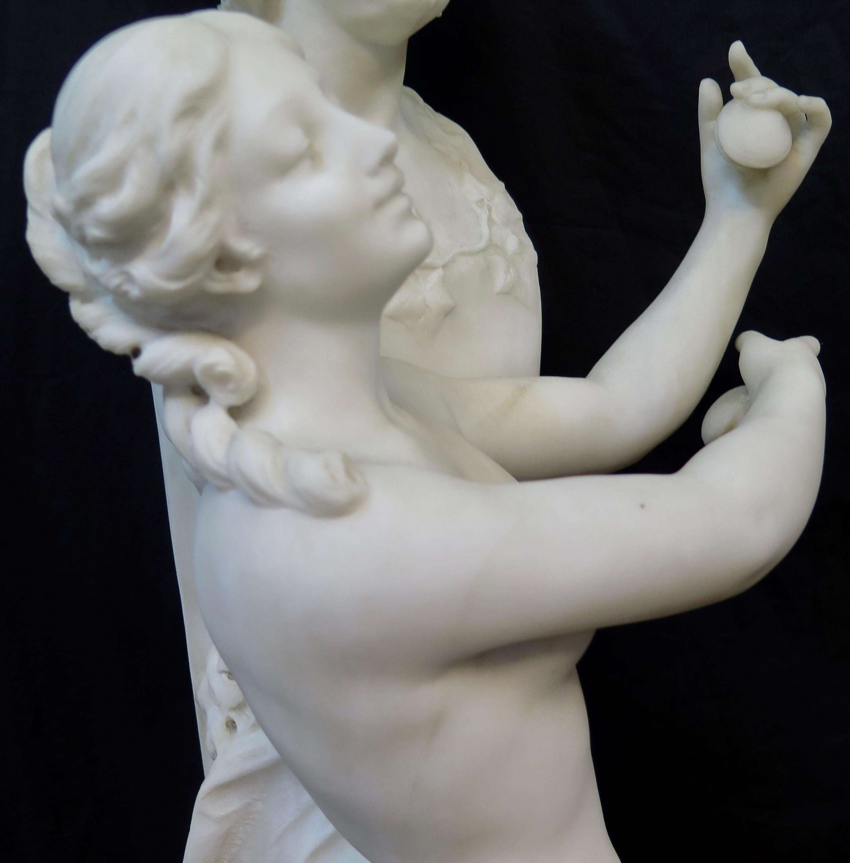 Vintage Marble Sculpture of Bacchus & a Nymph 8