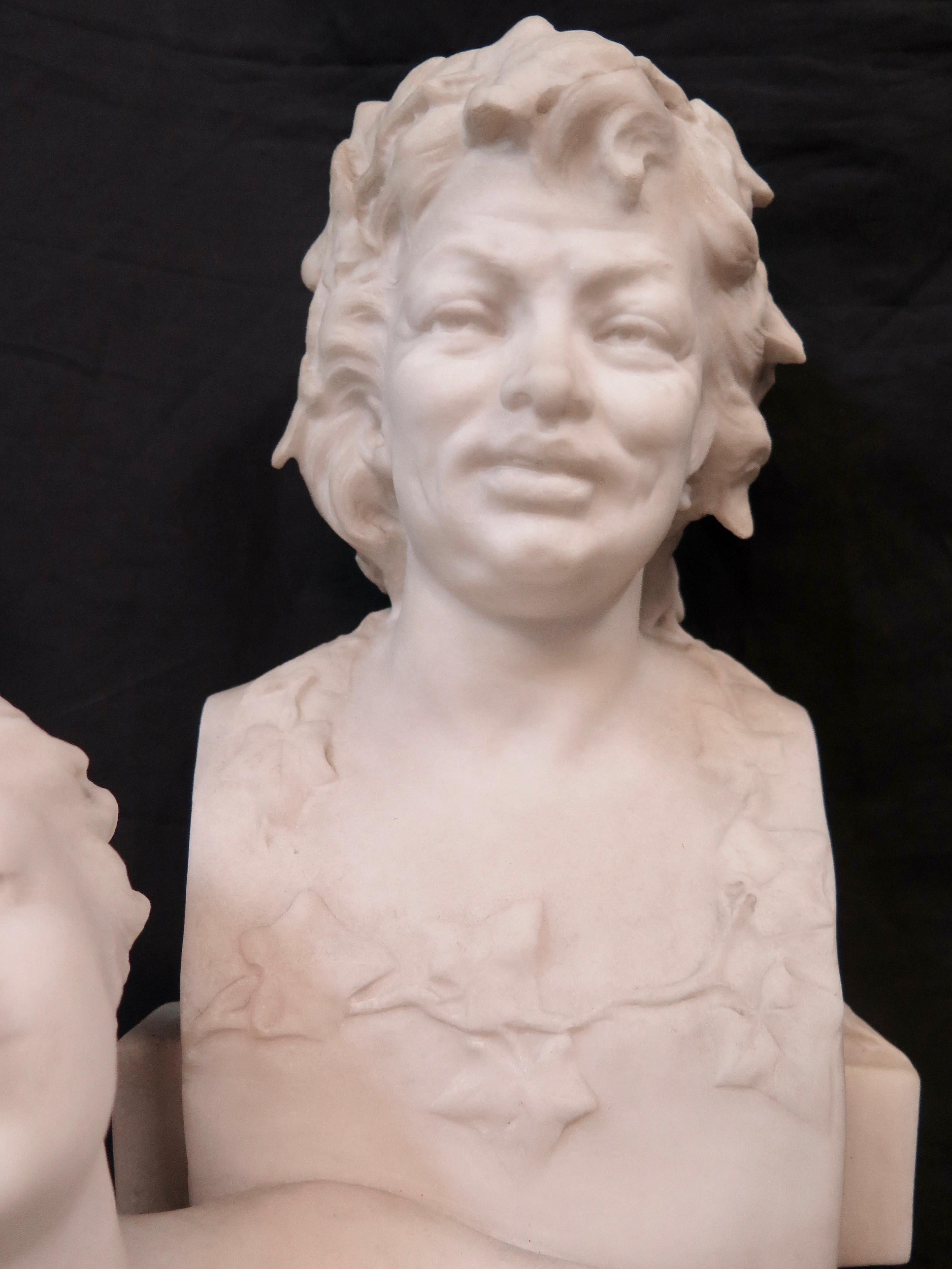 Vintage Marble Sculpture of Bacchus & a Nymph 3