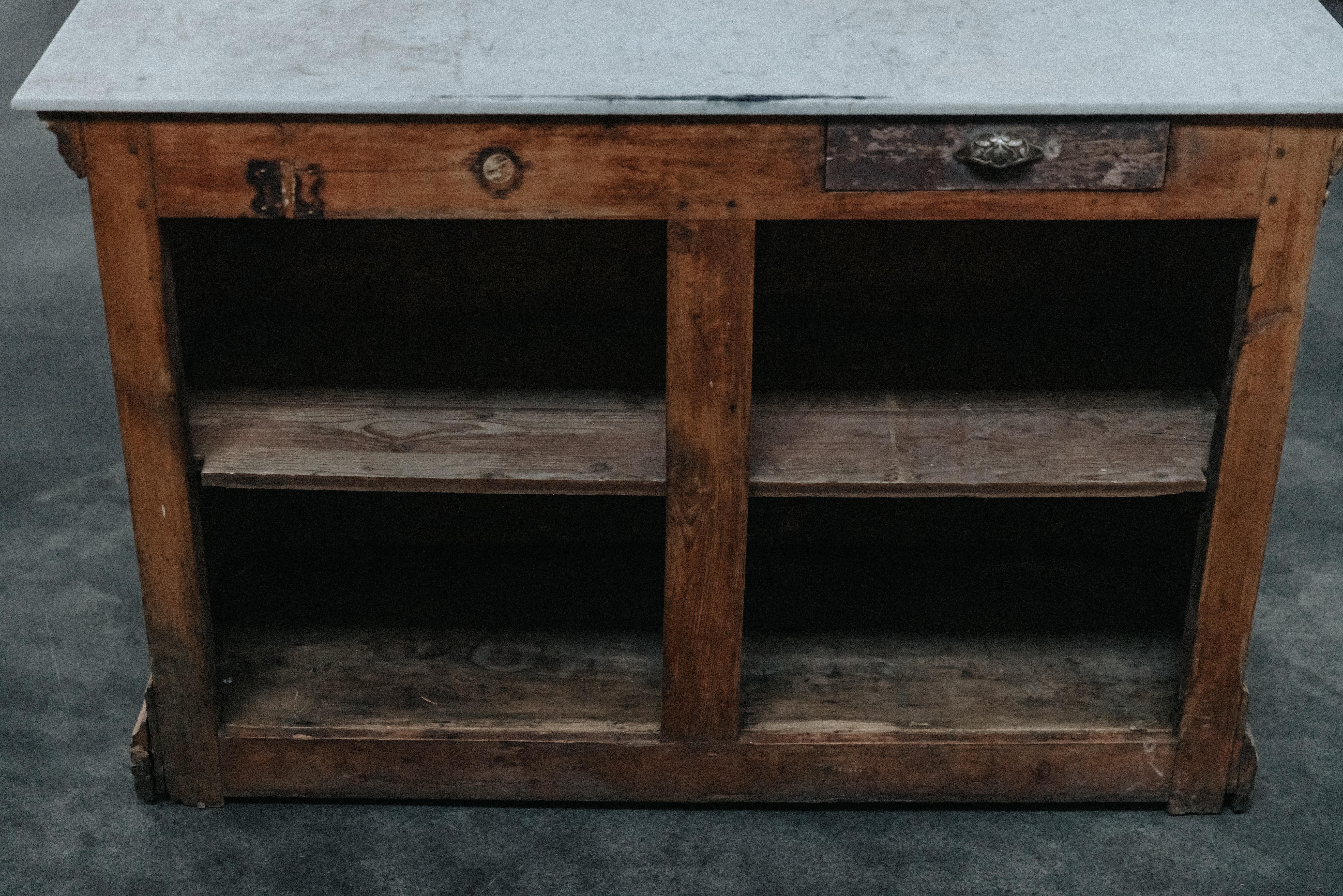 Vintage Marble Shop Counter From France, Circa 1940 1