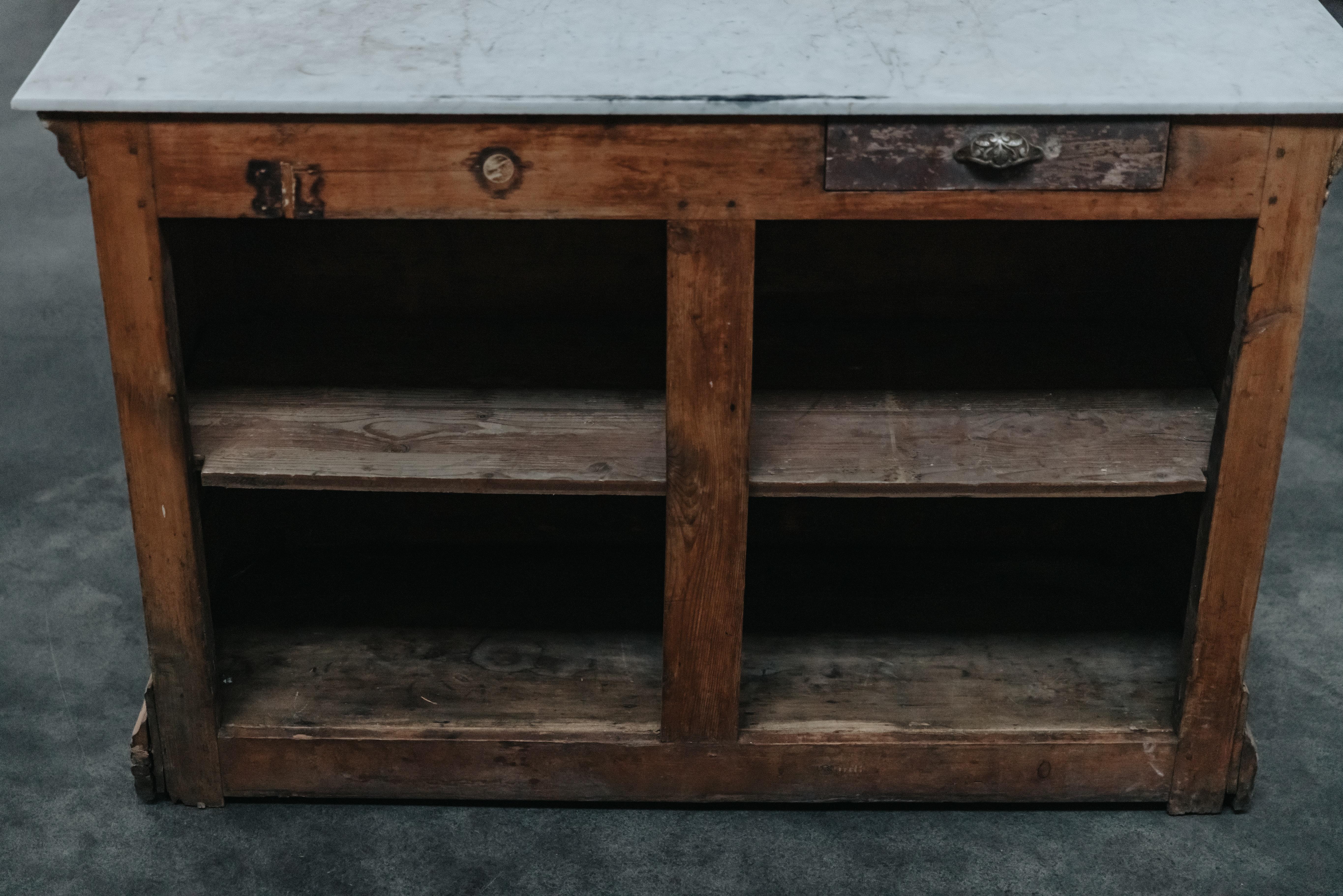 Vintage Marble Shop Counter From France, Circa 1940 For Sale 1