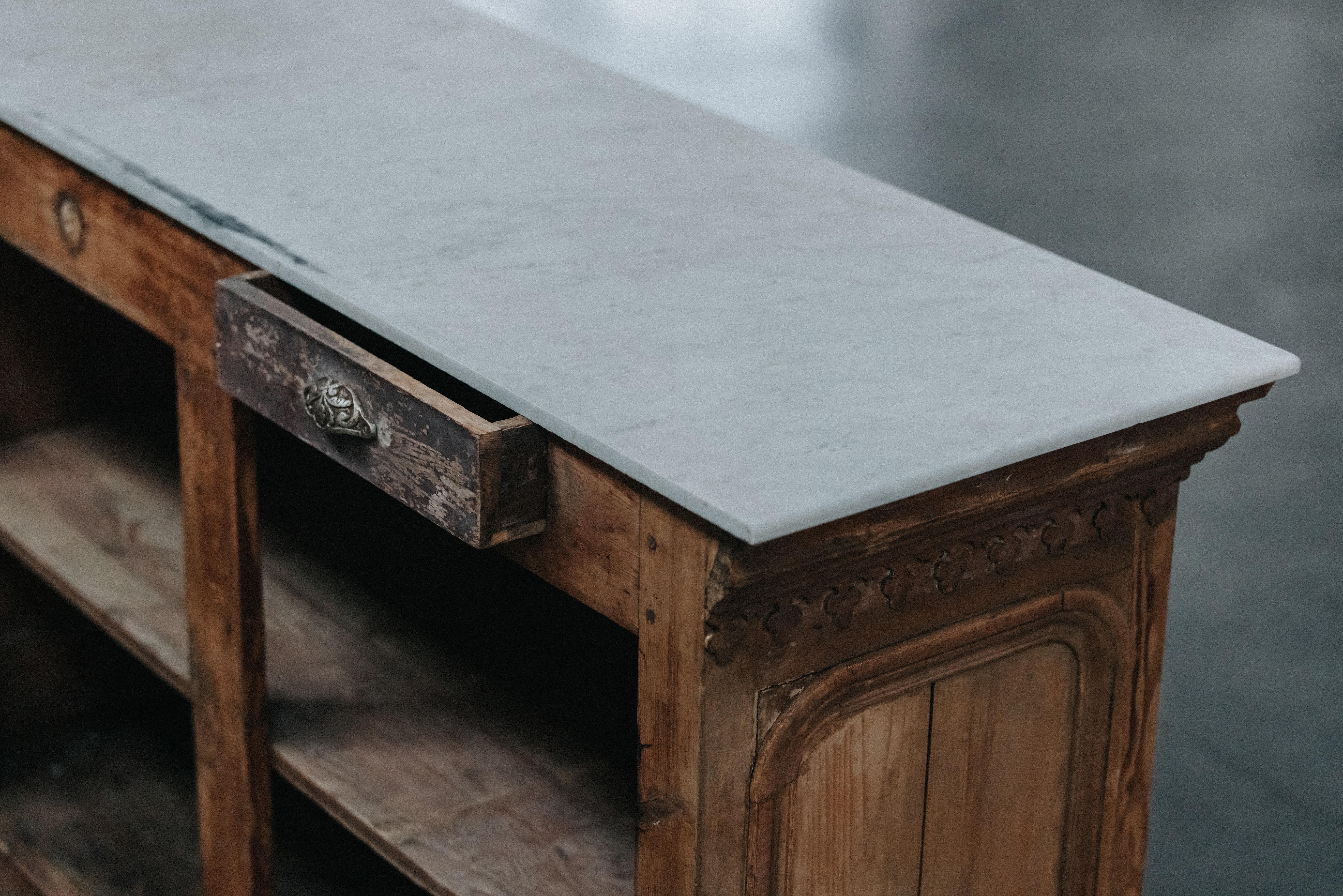 Vintage Marble Shop Counter From France, Circa 1940 For Sale 3