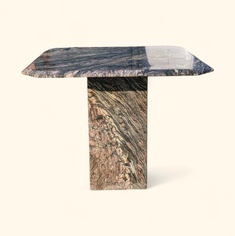 Mesa auxiliar de mármol vintage, italiana, Cipollino Ondulato, mesa auxiliar, salón Italiano en venta