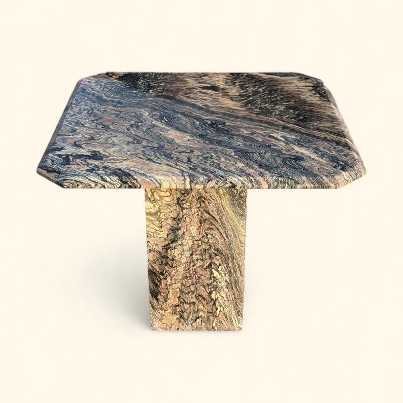 Mesa auxiliar de mármol vintage, italiana, Cipollino Ondulato, mesa auxiliar, salón siglo XX en venta