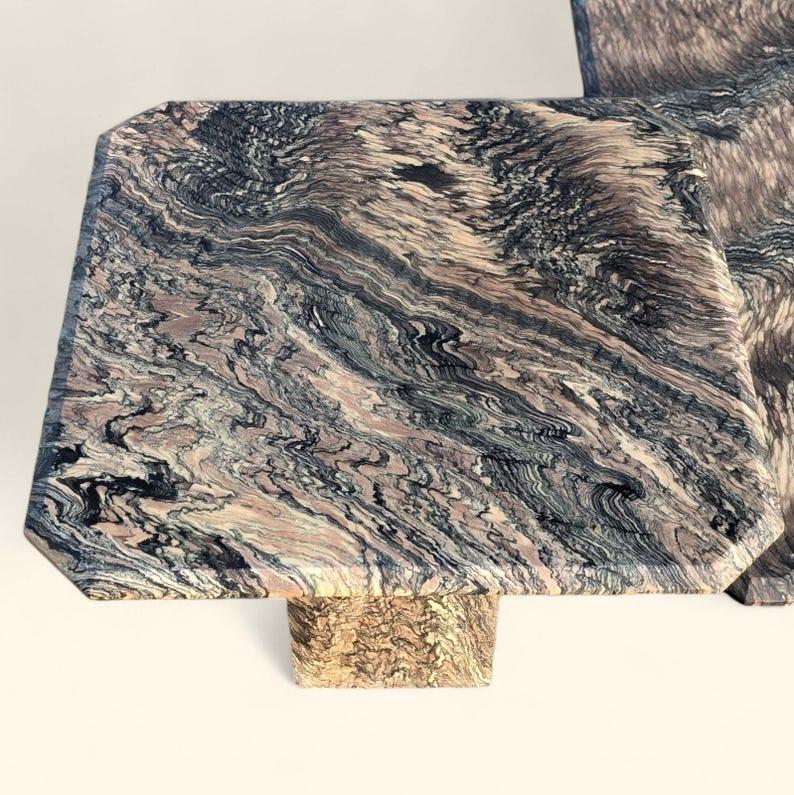 Mesa auxiliar de mármol vintage, italiana, Cipollino Ondulato, mesa auxiliar, salón en venta 2