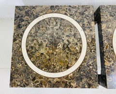 Vintage marble side tables in the manner of Maitland Smith.