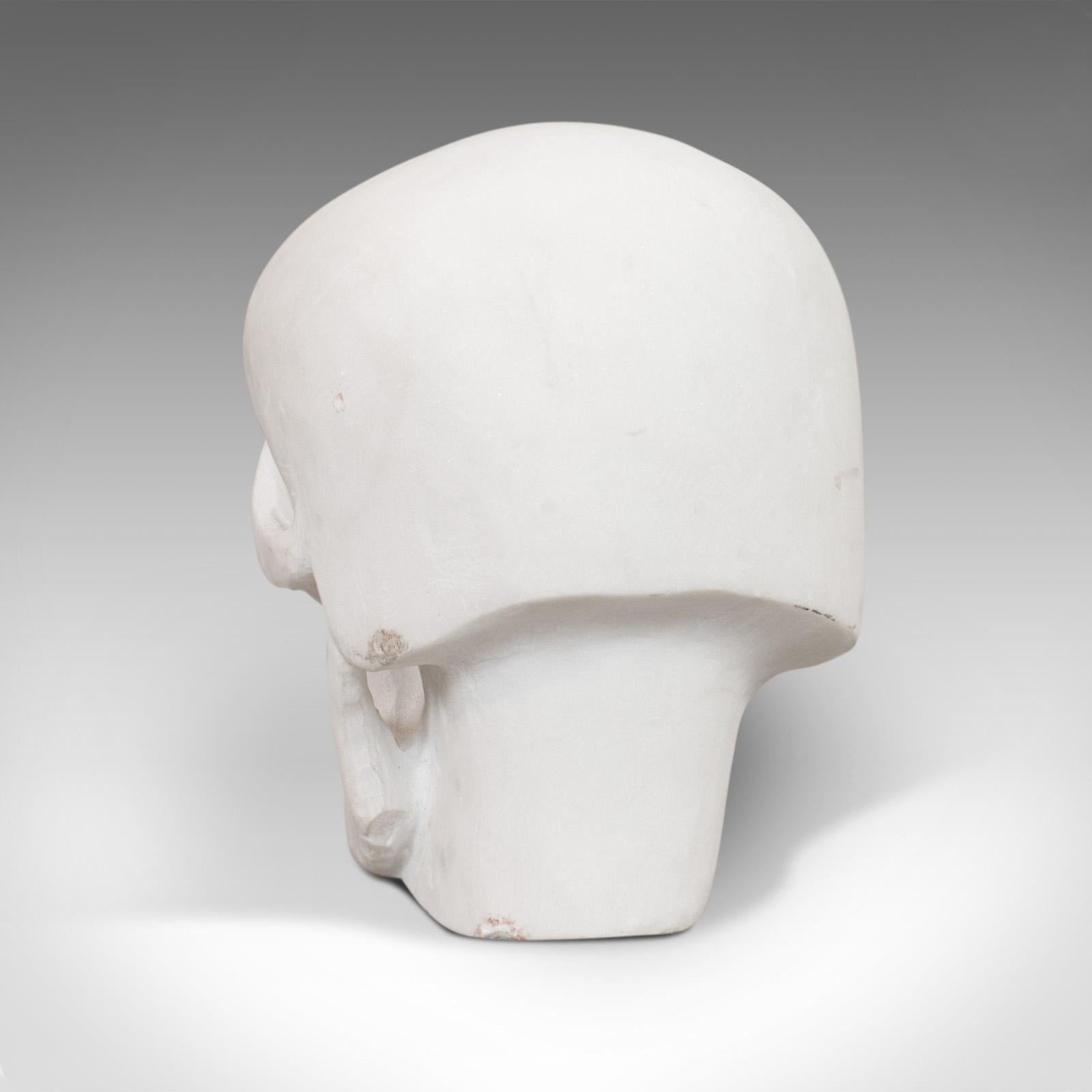Vintage Marble Skull English Bianco Assoluto Paperweight, Ornament, 20th Century For Sale 2