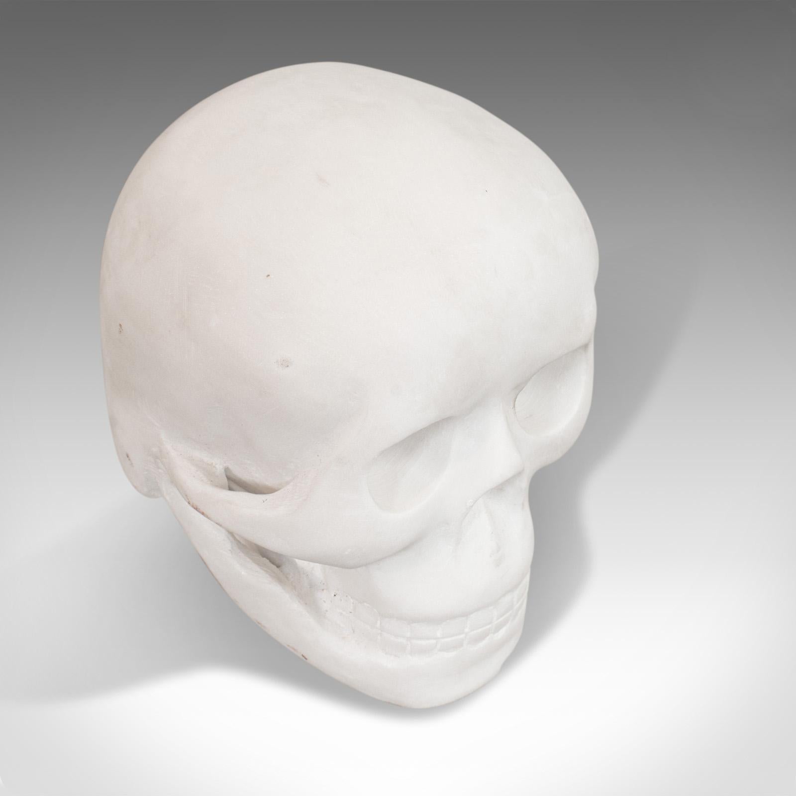 Vintage Marble Skull English Bianco Assoluto Paperweight, Ornament, 20th Century For Sale 3