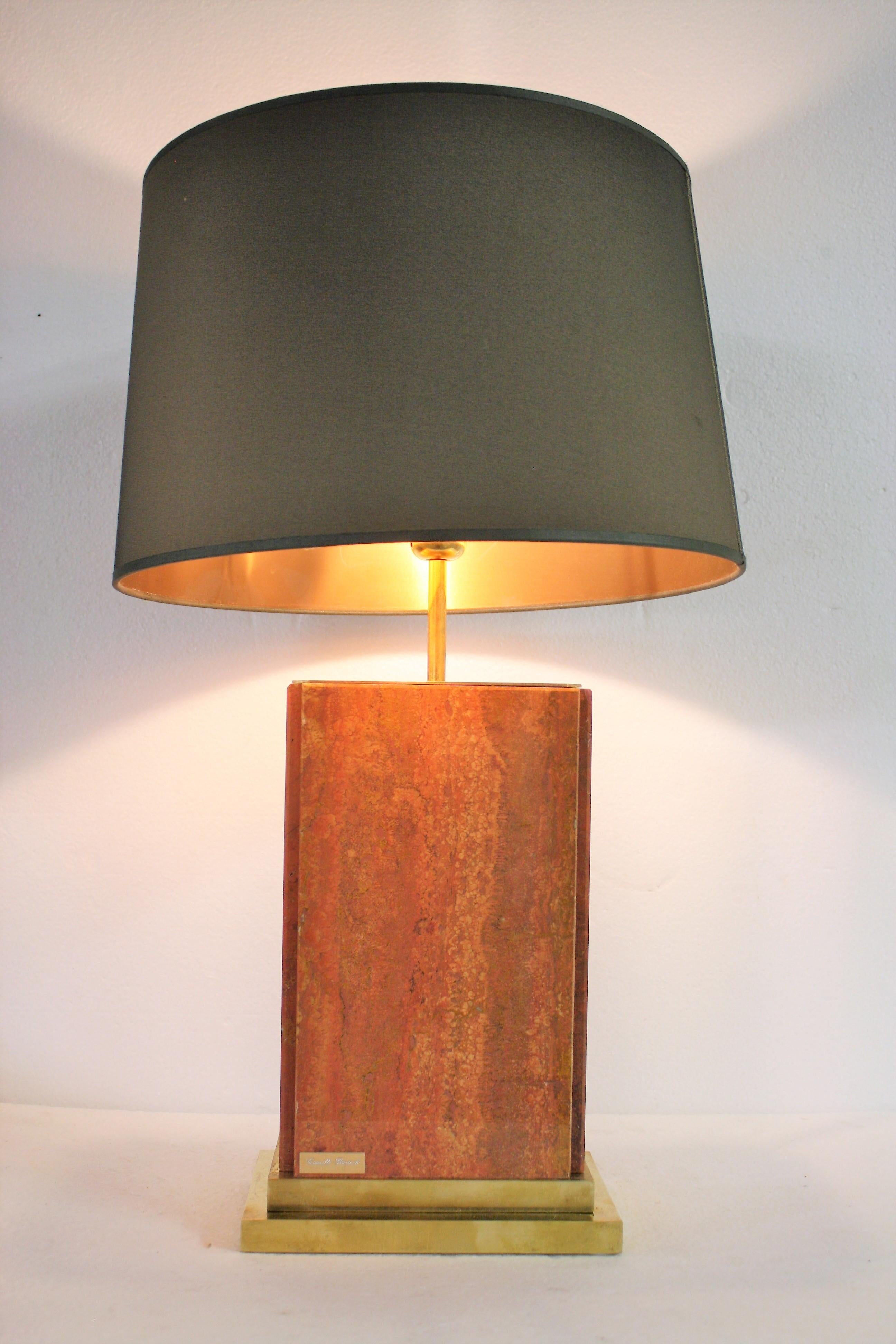 Brass Vintage Marble Table Lamp by Camille Breesch, 1970s