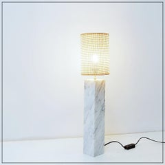 Vintage Marble Table Lamp with new Raffia Shade