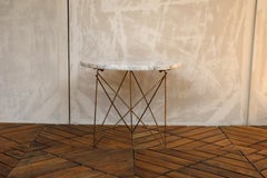 Vintage Marble Top and Tripod Wire Base Side Table, 1960s