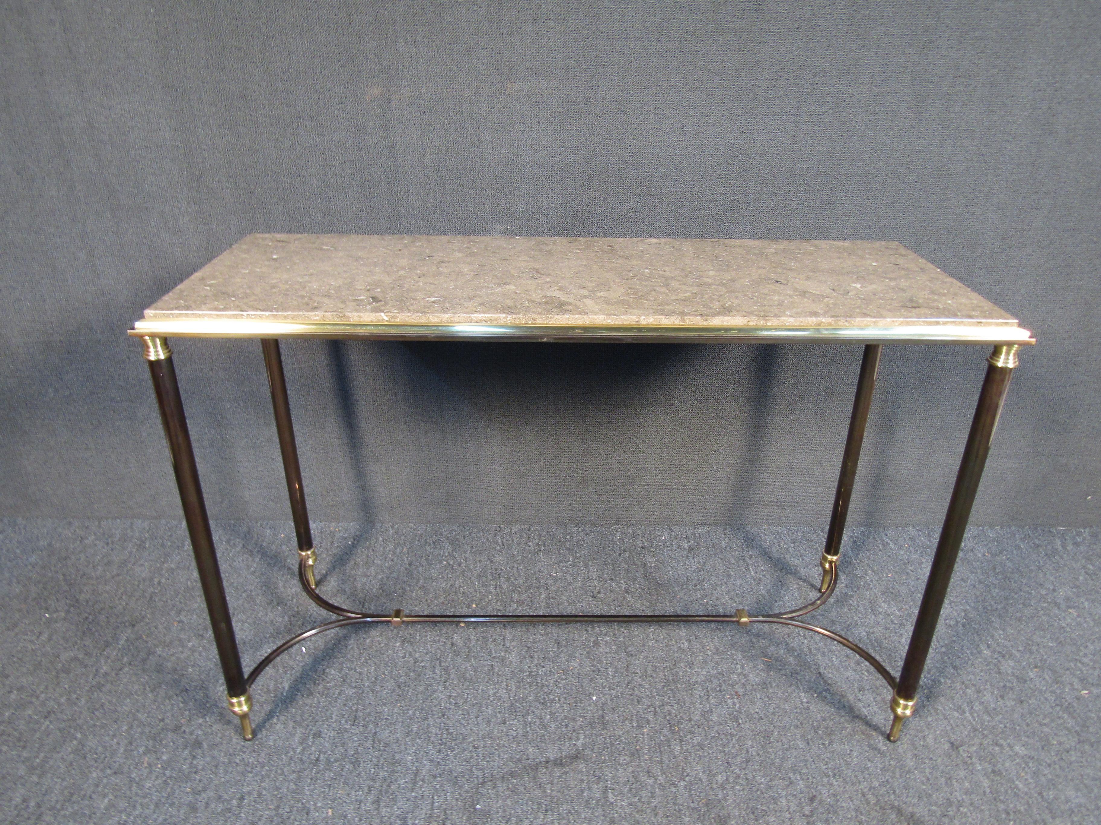 Mid-Century Modern Table Console Vintage à Plateau en Marbre en vente