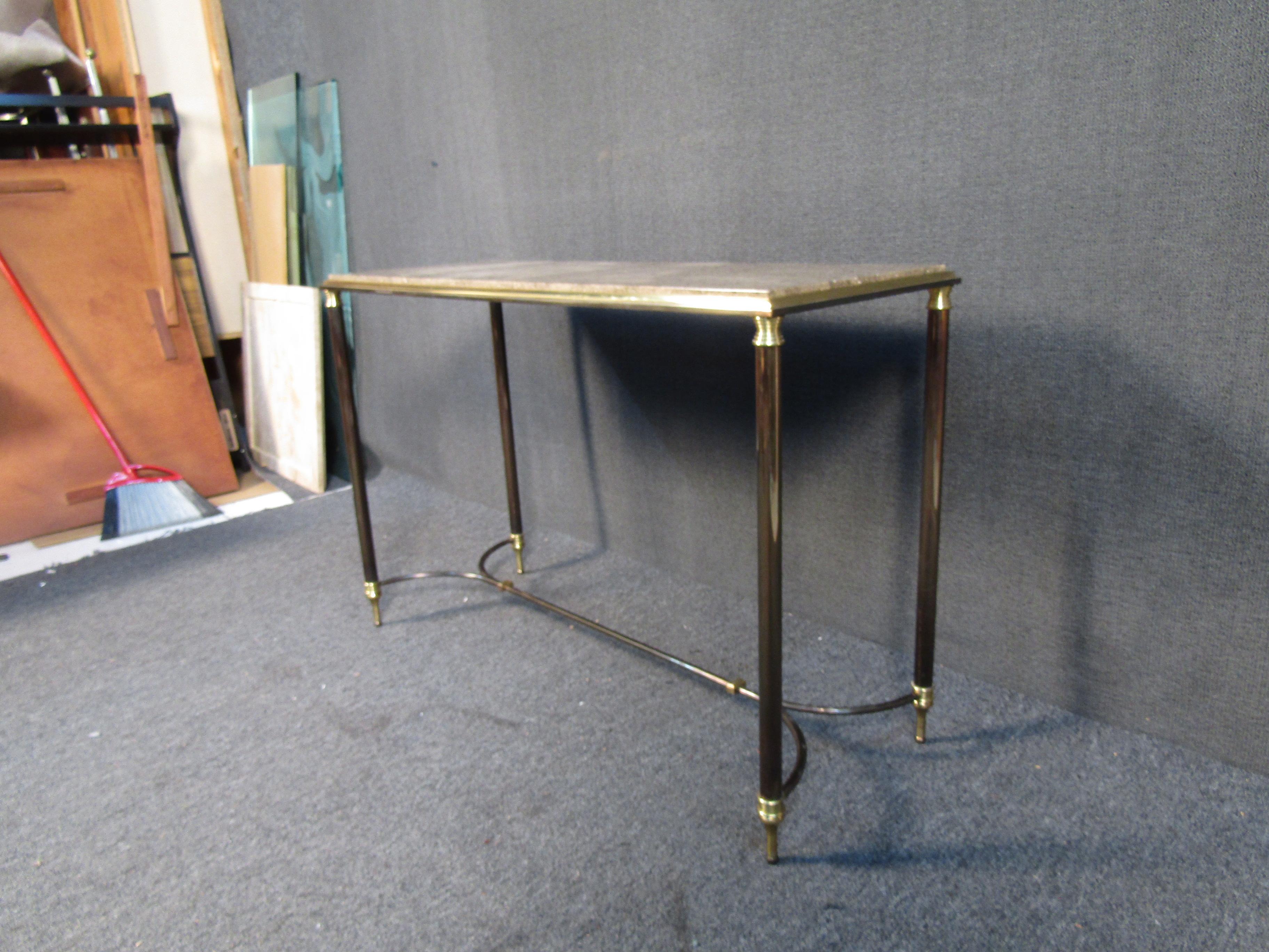 Mid-Century Modern Vintage Marble Top Console Table For Sale