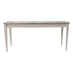 Vintage Marble Top Console Table with 2 Drawers in White Painted Finish