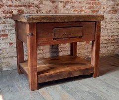 Vintage Marble Top Display Table / Kitchen Island
