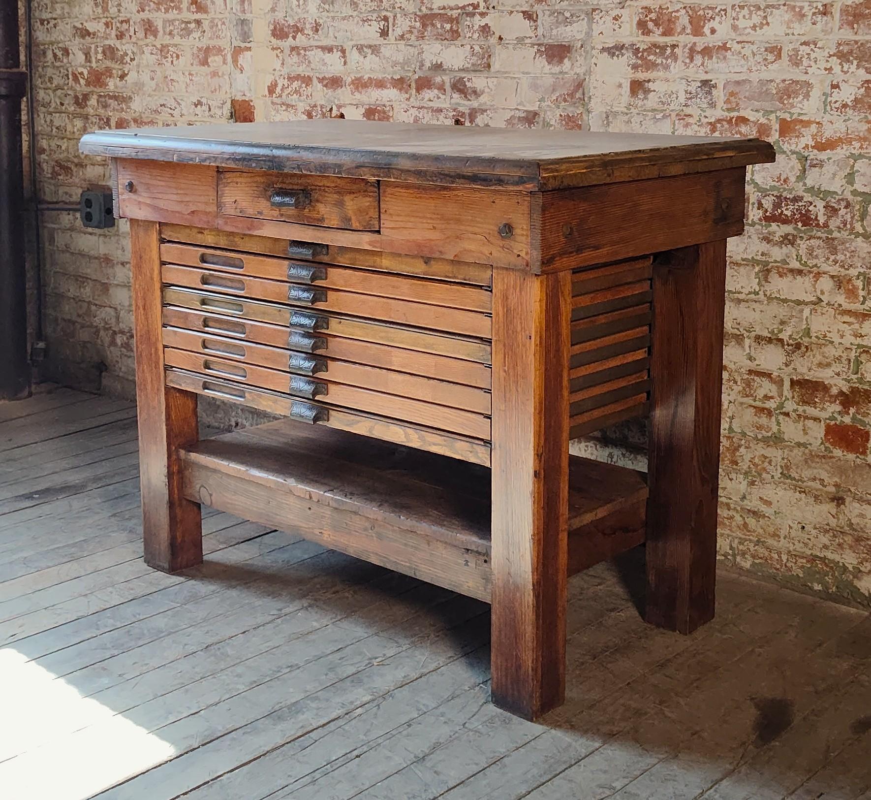 Vintage Marble Top Kitchen Island / Display Table In Good Condition In Oakville, CT
