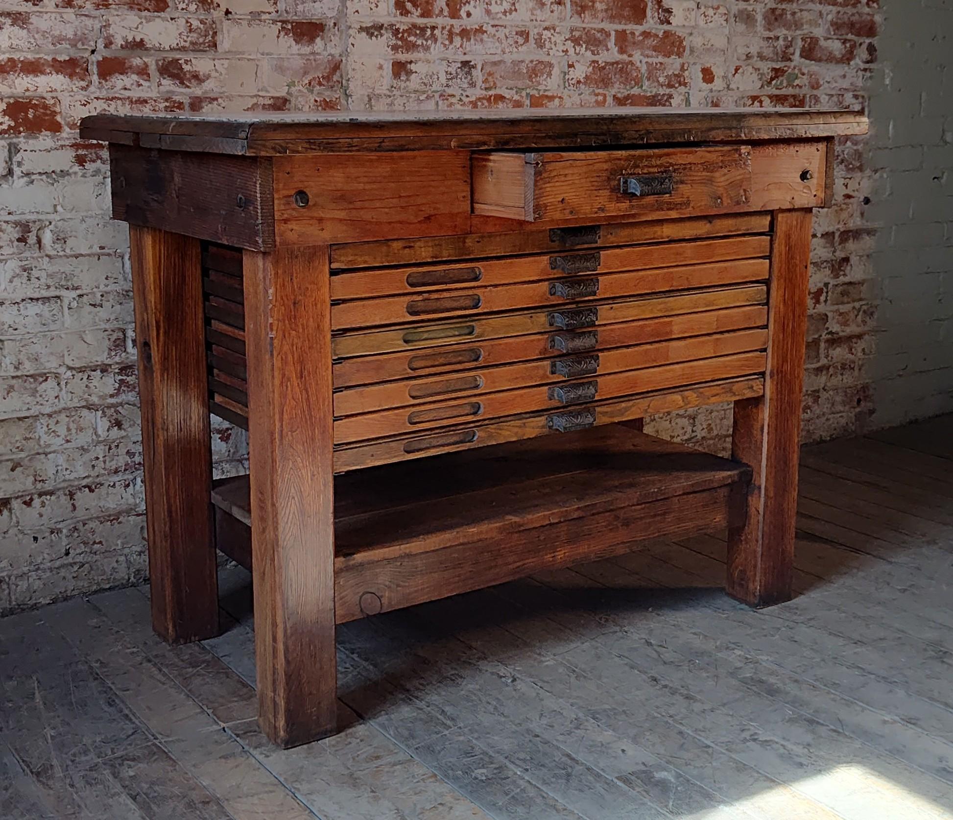 Vintage Marble Top Kitchen Island / Display Table 1