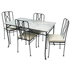 Vintage Marble Top Patio Table and Four Chairs