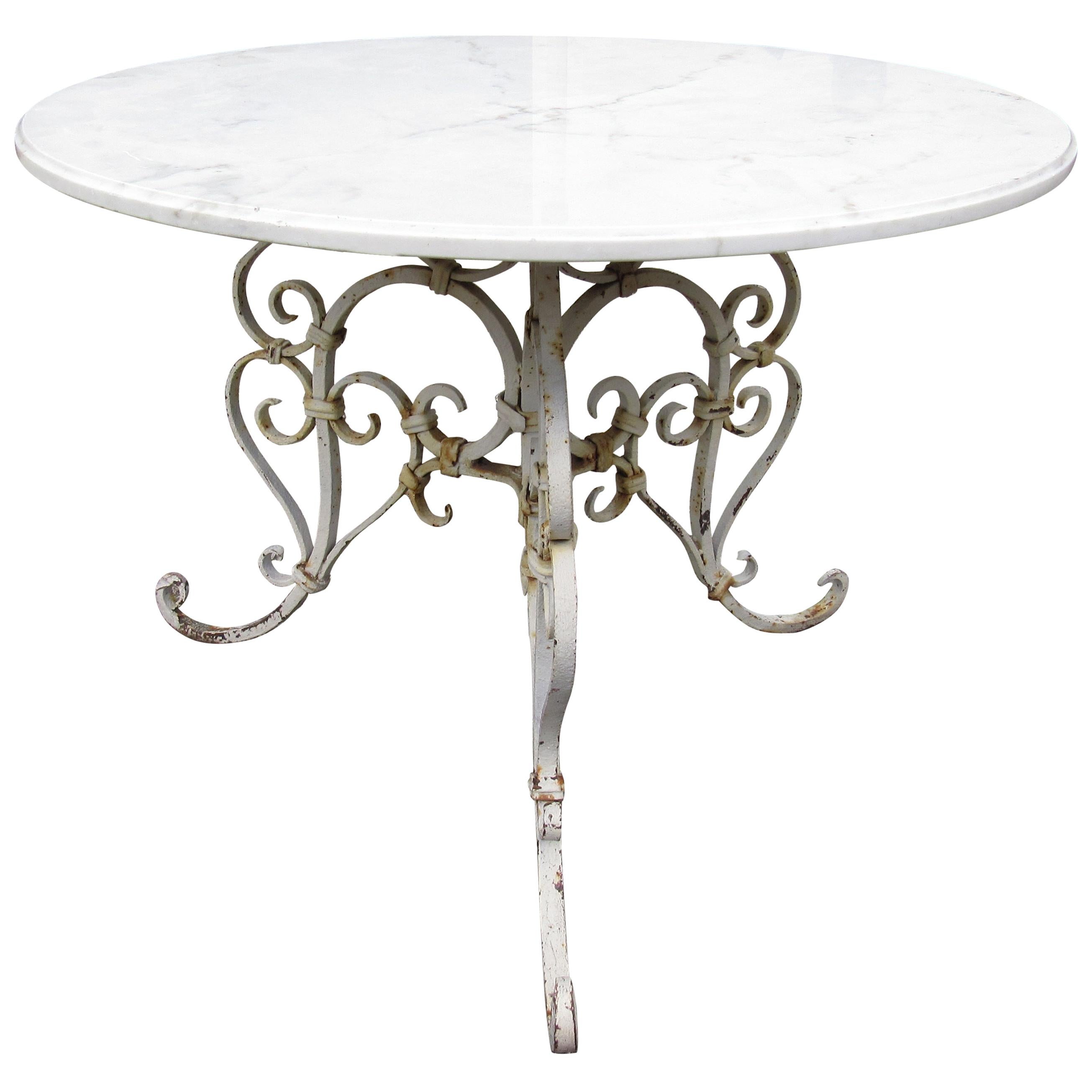 Vintage Marble-Top Patio Table