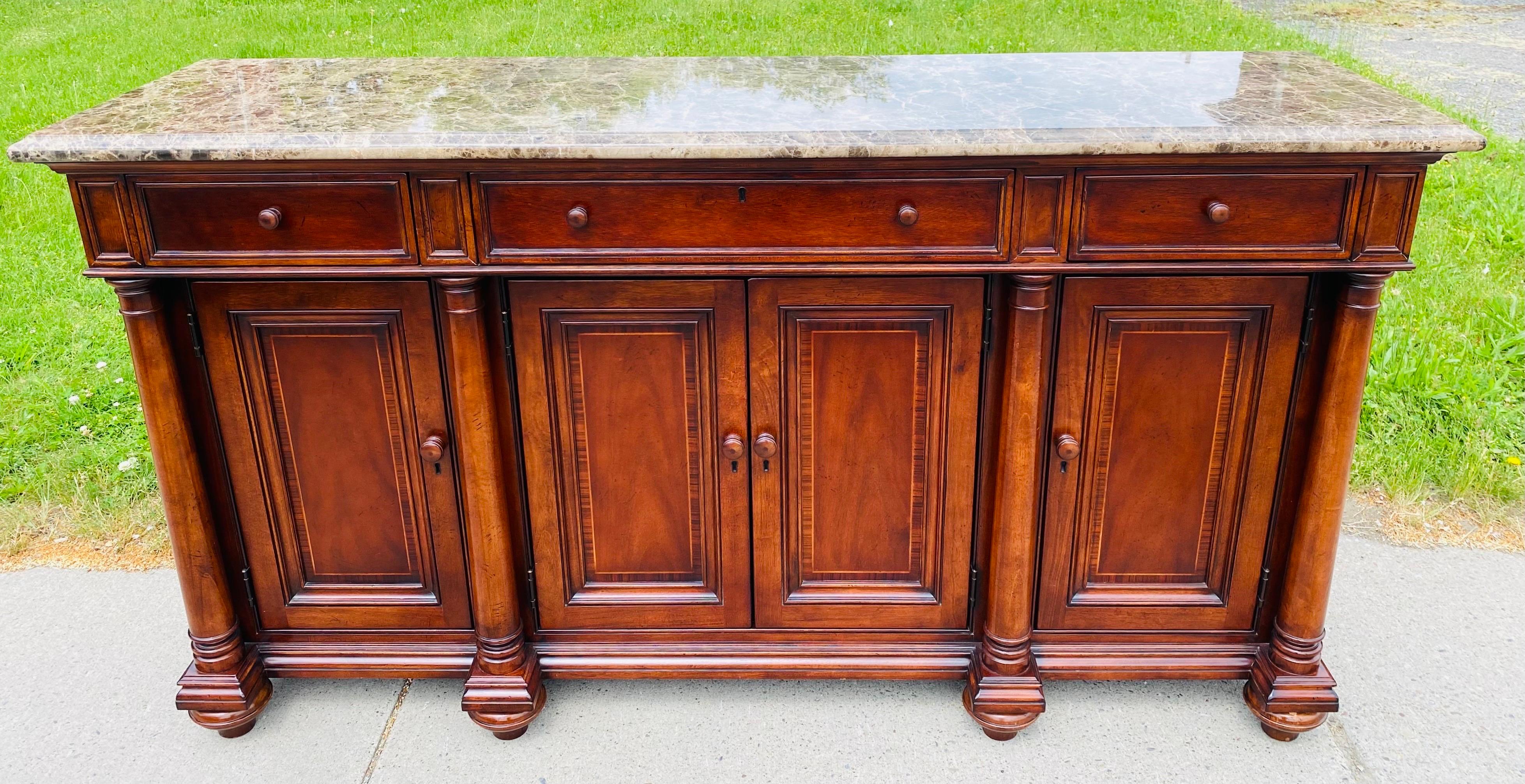 Vintage marble topped Empire style credenza by Thomasville 4