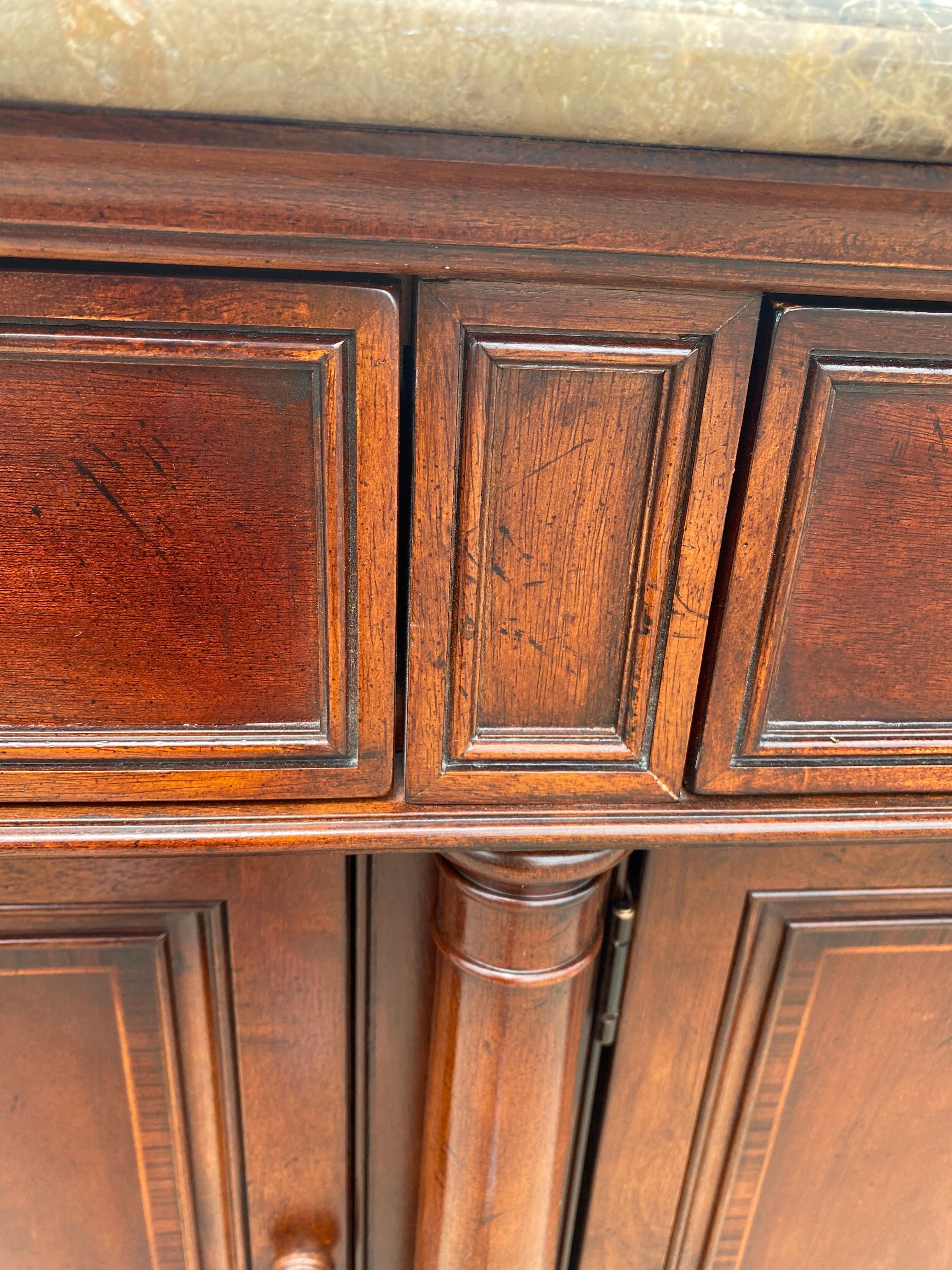 Neoclassical Vintage marble topped Empire style credenza by Thomasville
