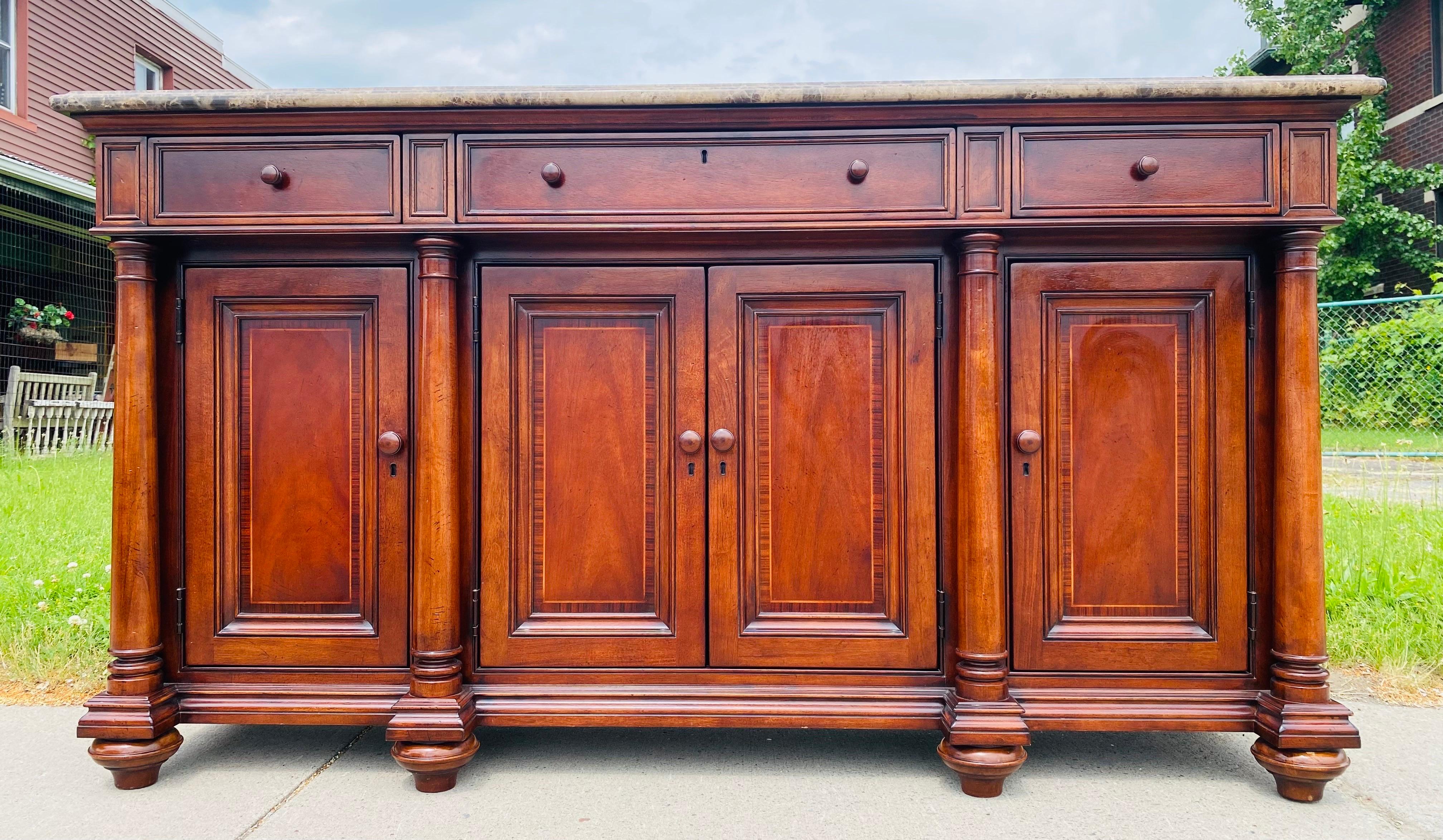 Other Vintage marble topped Empire style credenza by Thomasville