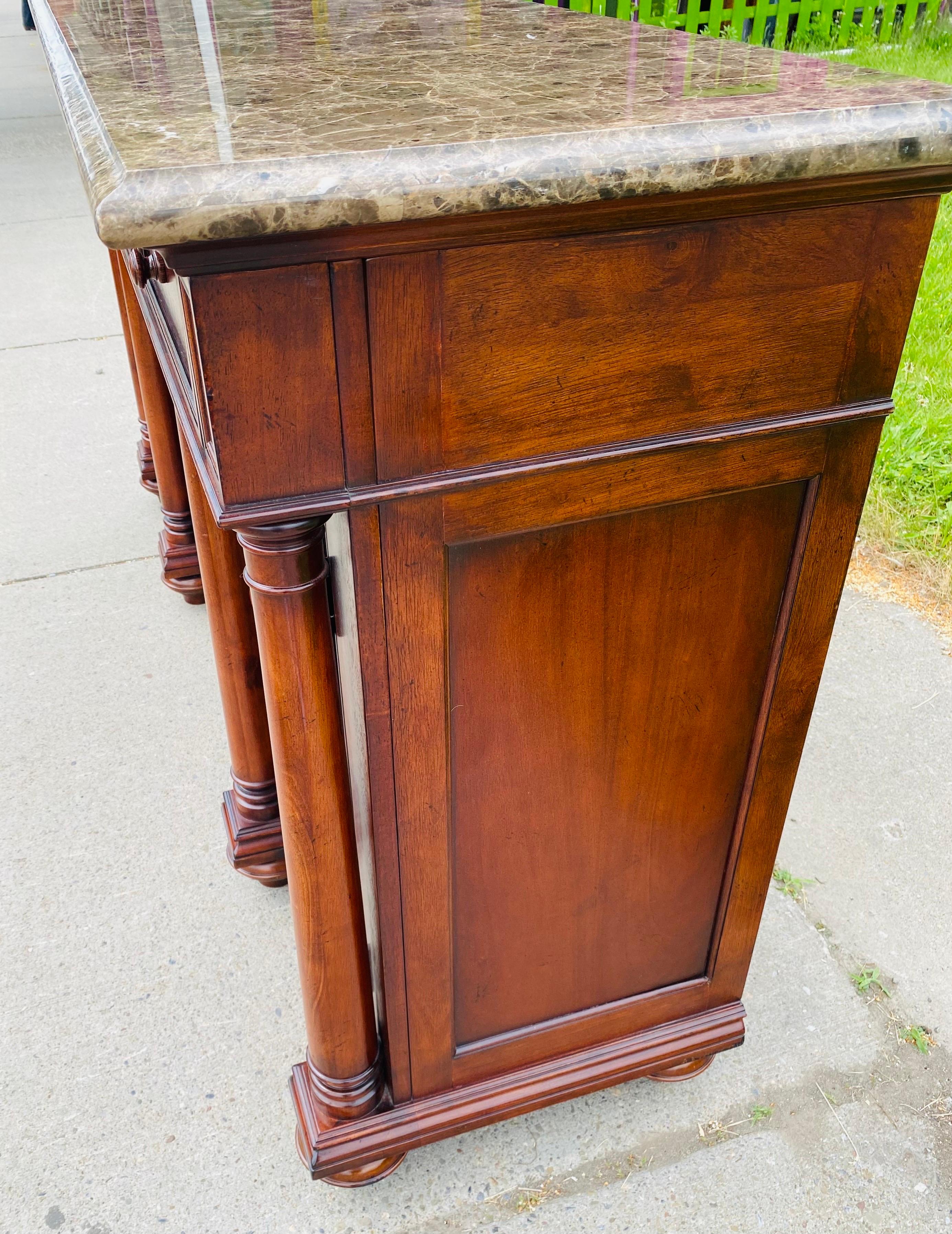 Vintage marble topped Empire style credenza by Thomasville In Good Condition In Allentown, PA
