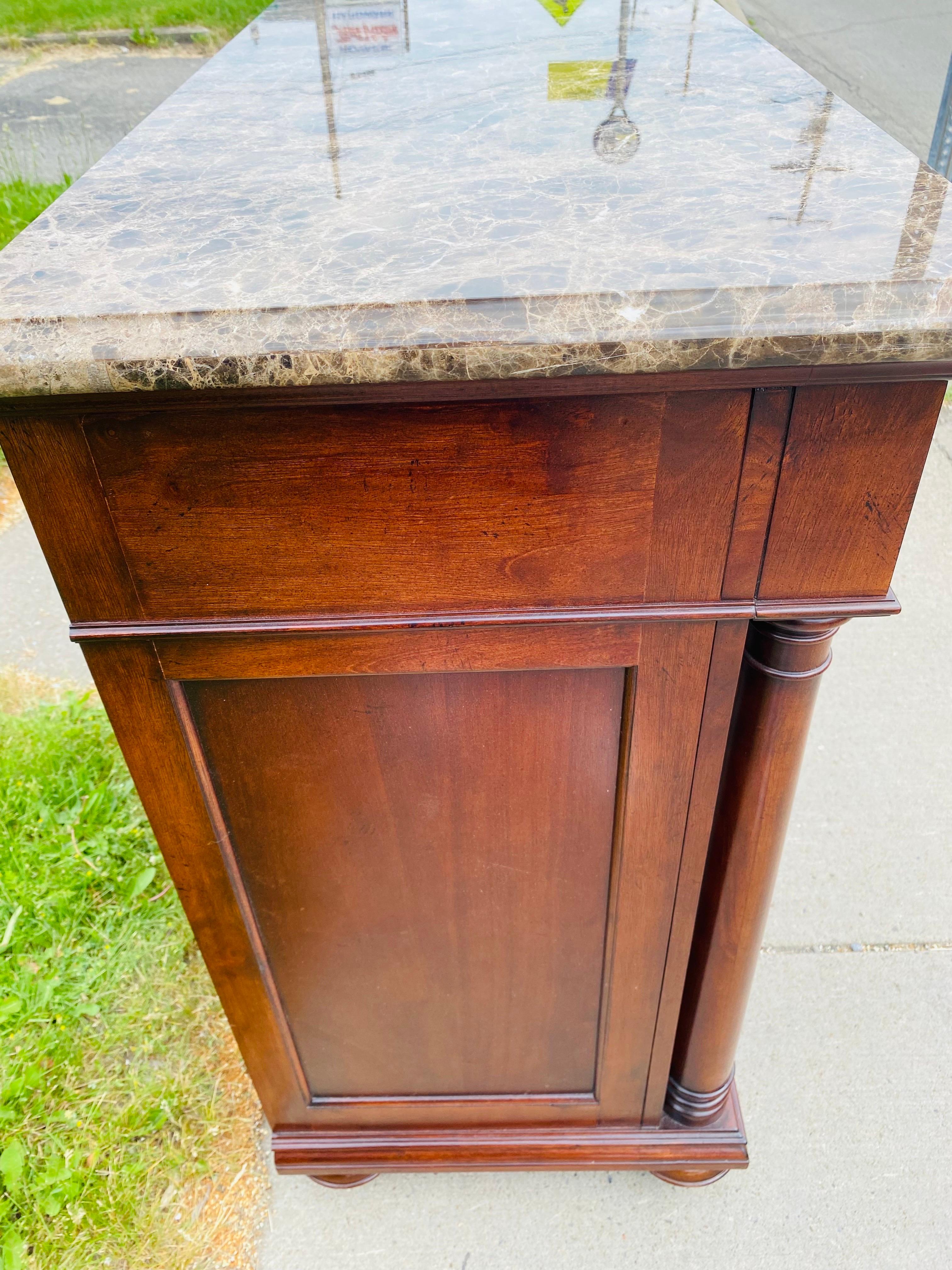 Contemporary Vintage marble topped Empire style credenza by Thomasville