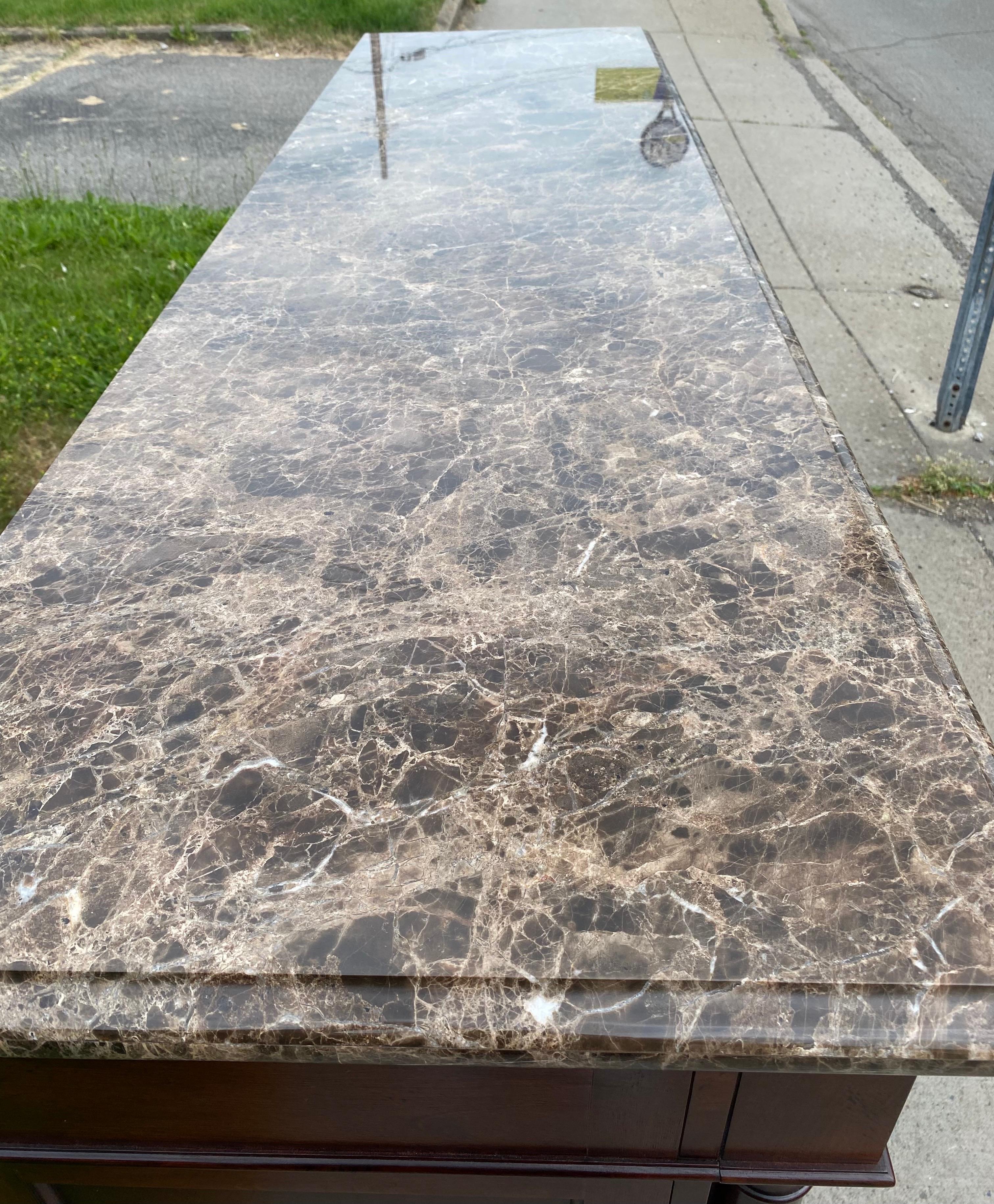 Wood Vintage marble topped Empire style credenza by Thomasville