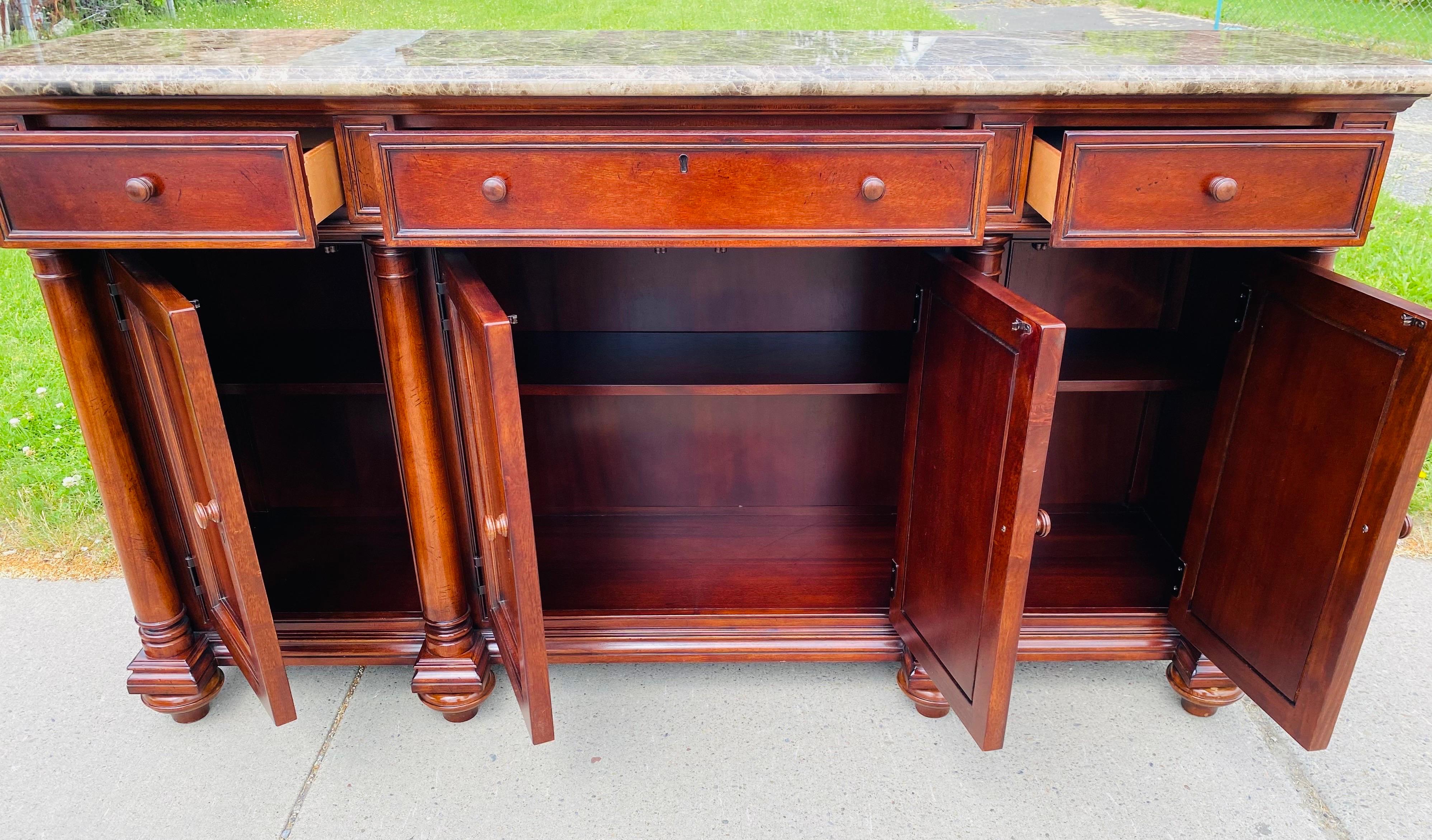 Vintage marble topped Empire style credenza by Thomasville 1