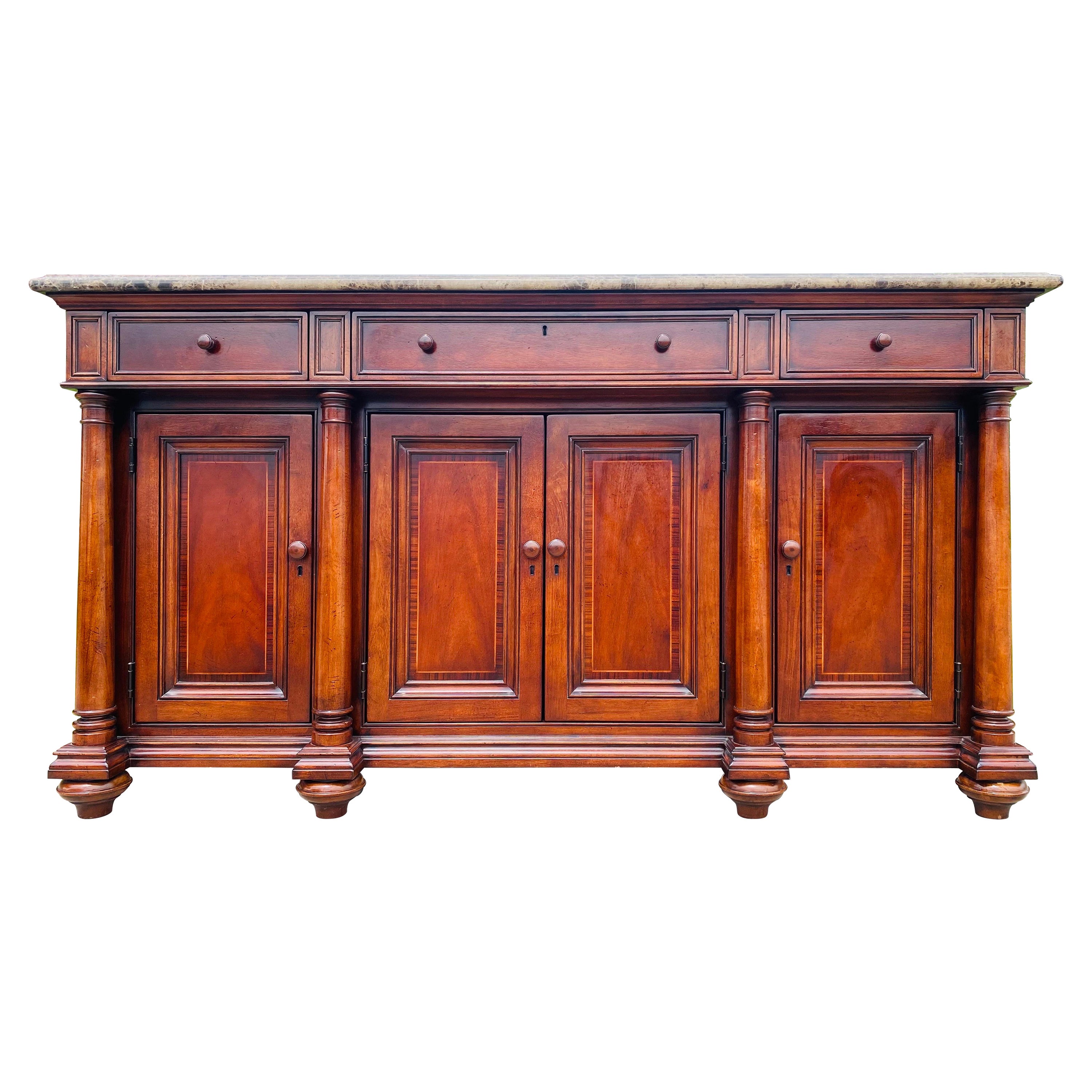 Vintage marble topped Empire style credenza by Thomasville