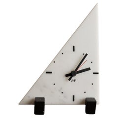 Vintage Marmor Dreieck Großvater Uhr Memphis Stil Italien, 1980er Jahre