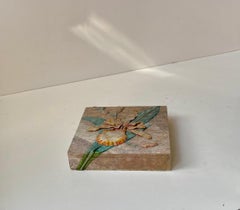 Vintage Marble Trinket Box Hand-cut with Flowers in Relief