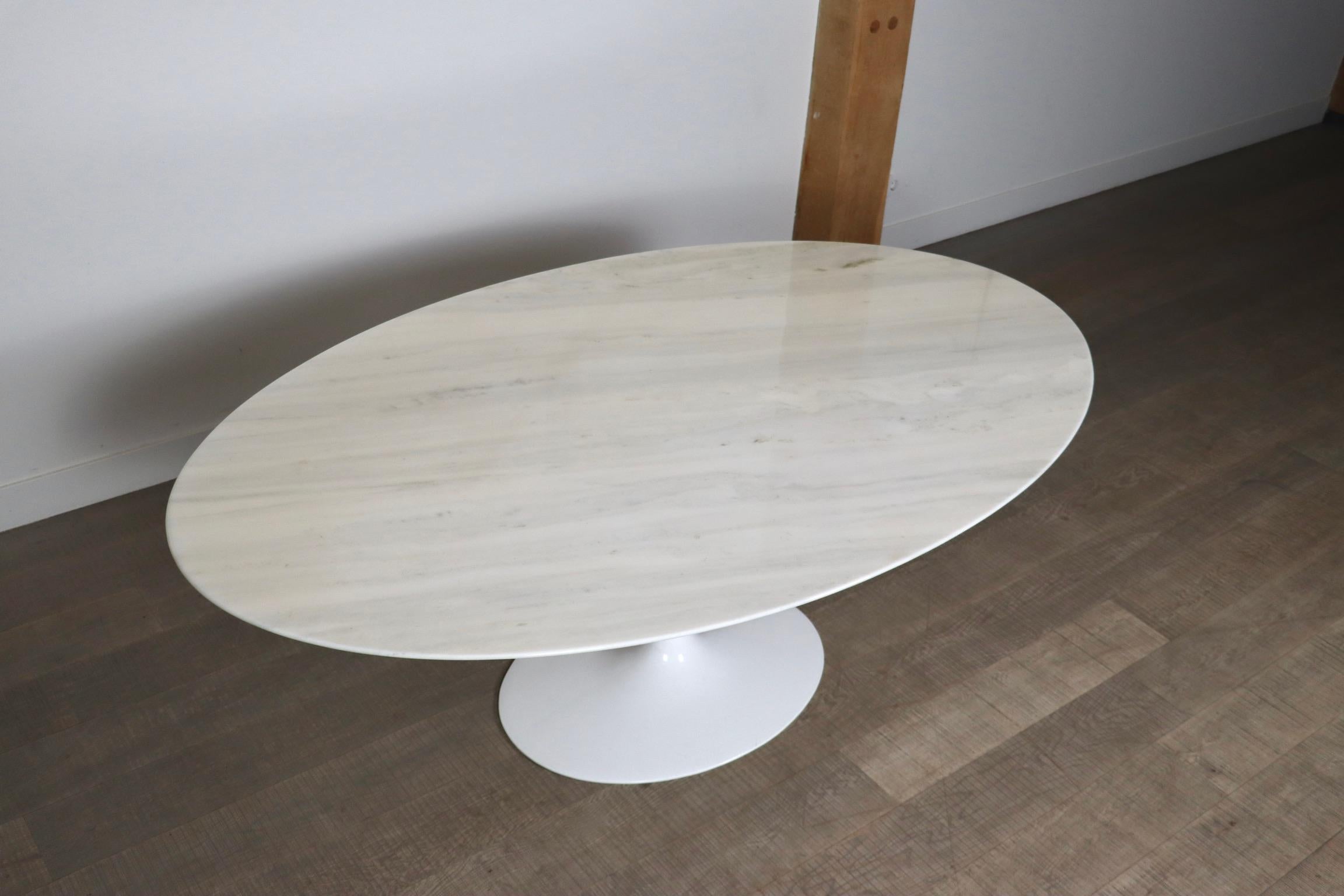Vintage Marble Tulip Oval Dining Table By Eero Saarinen For Knoll, 1970s 4